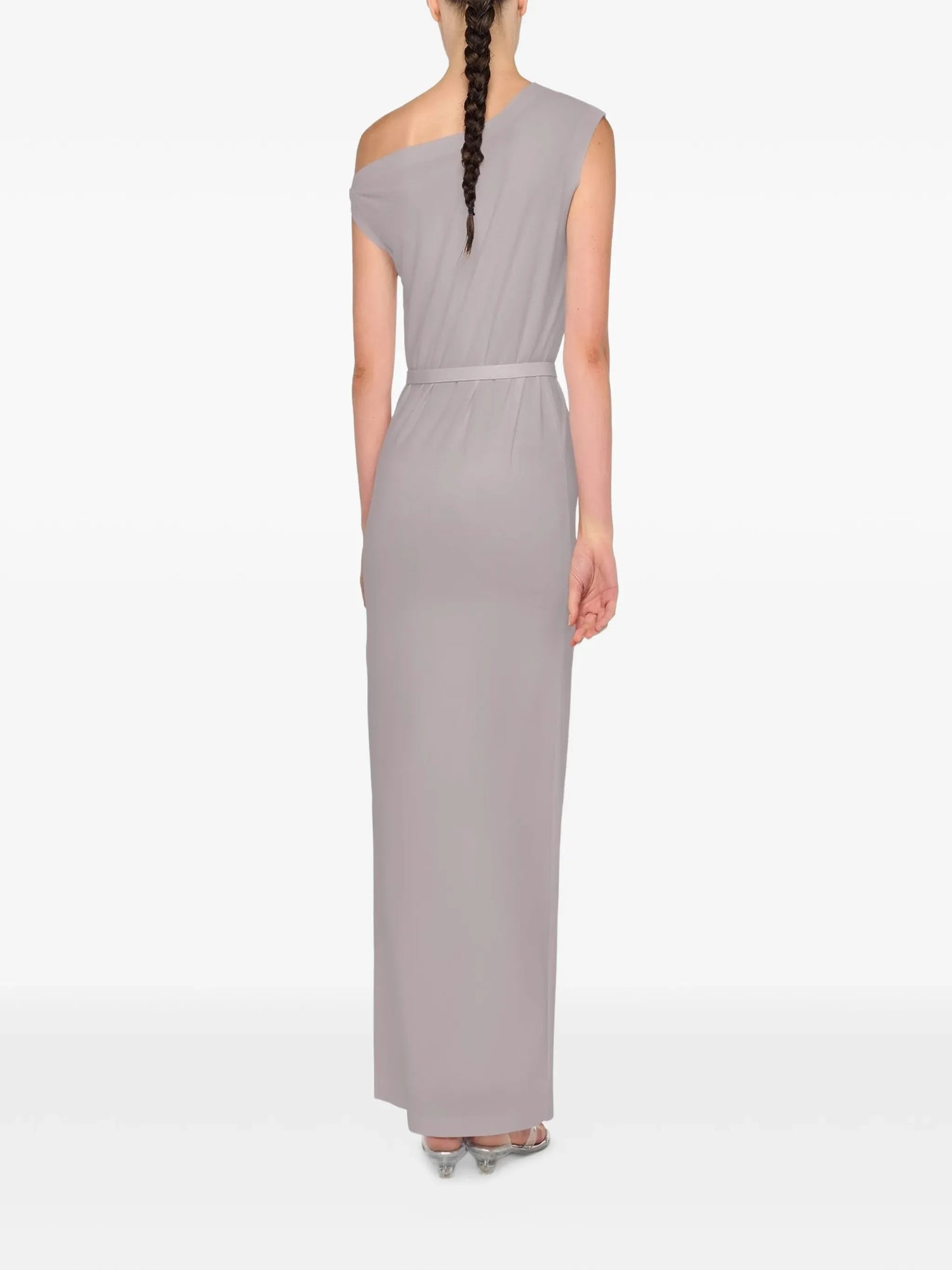 drop shoulder long dress with side slit