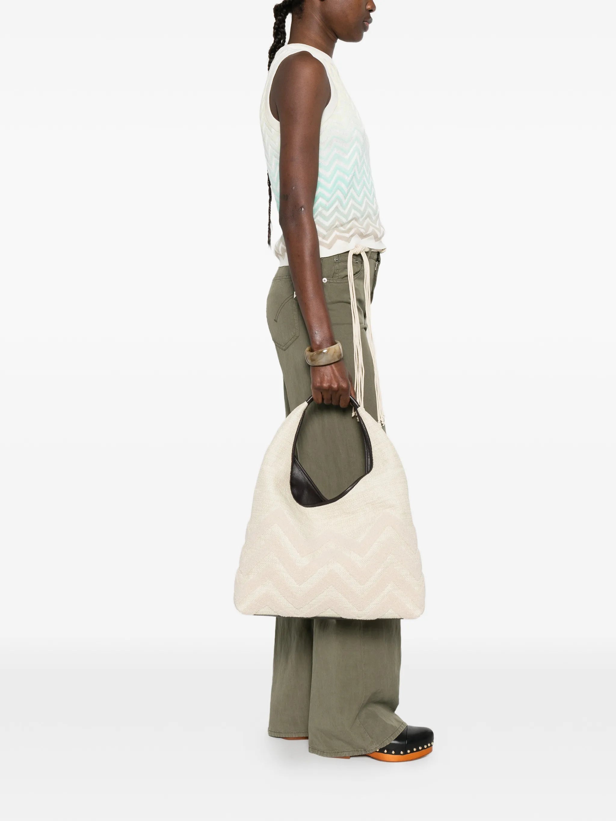 zigzag-pattern tote bag