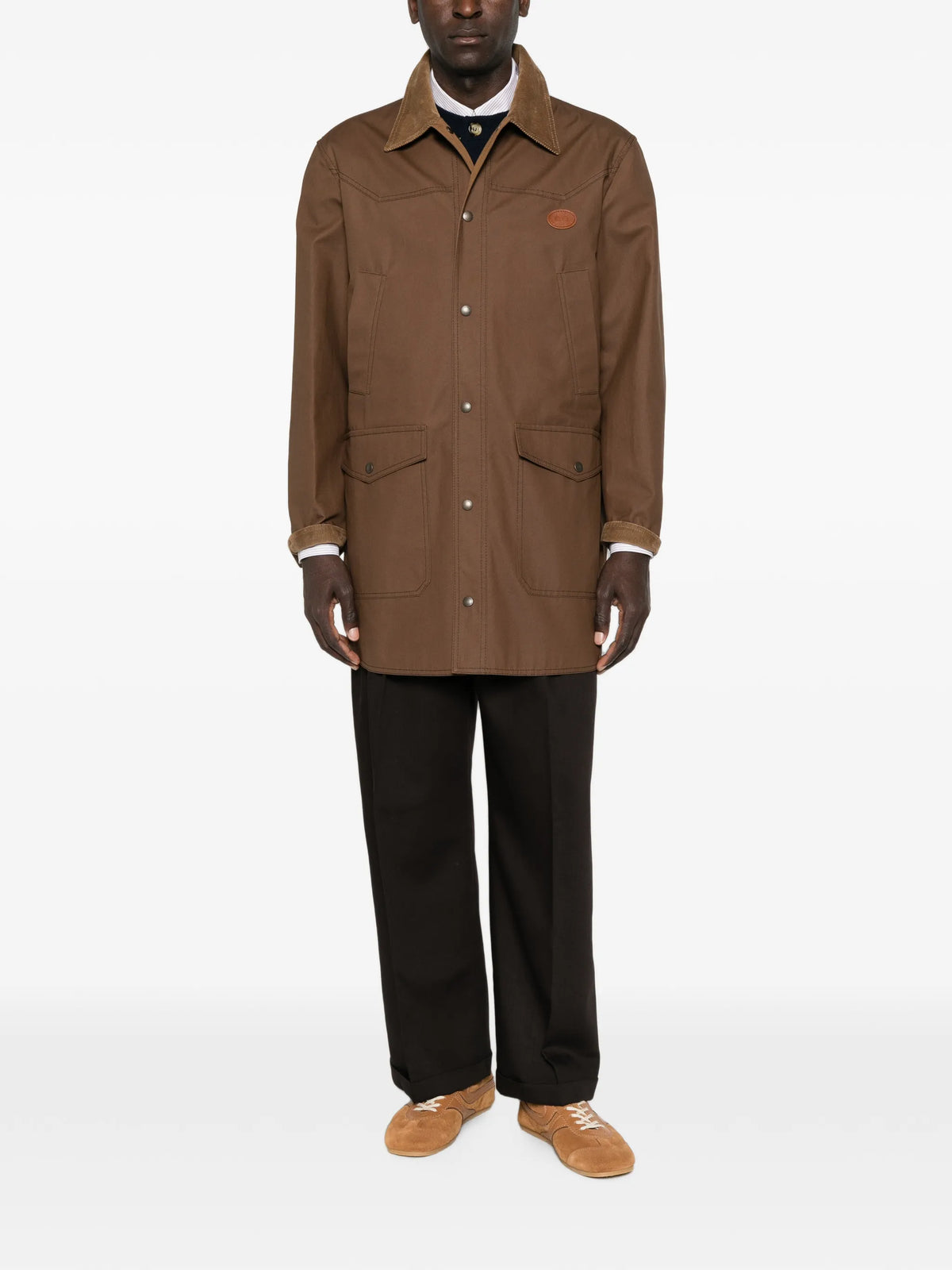 waxed cotton coat with VLogo patch