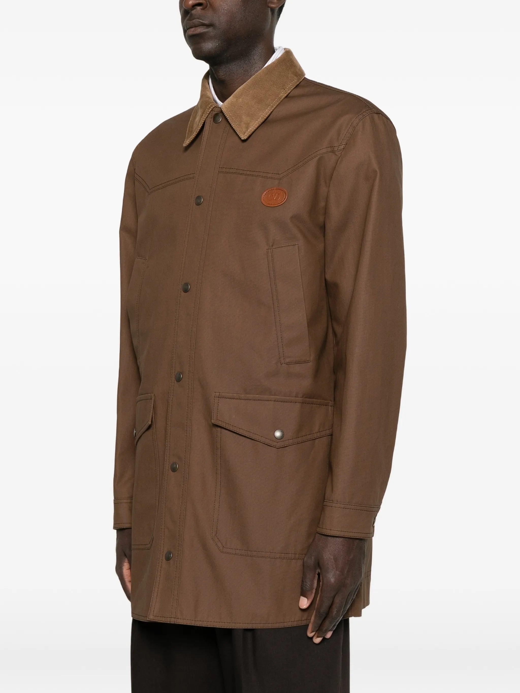 waxed cotton coat with VLogo patch