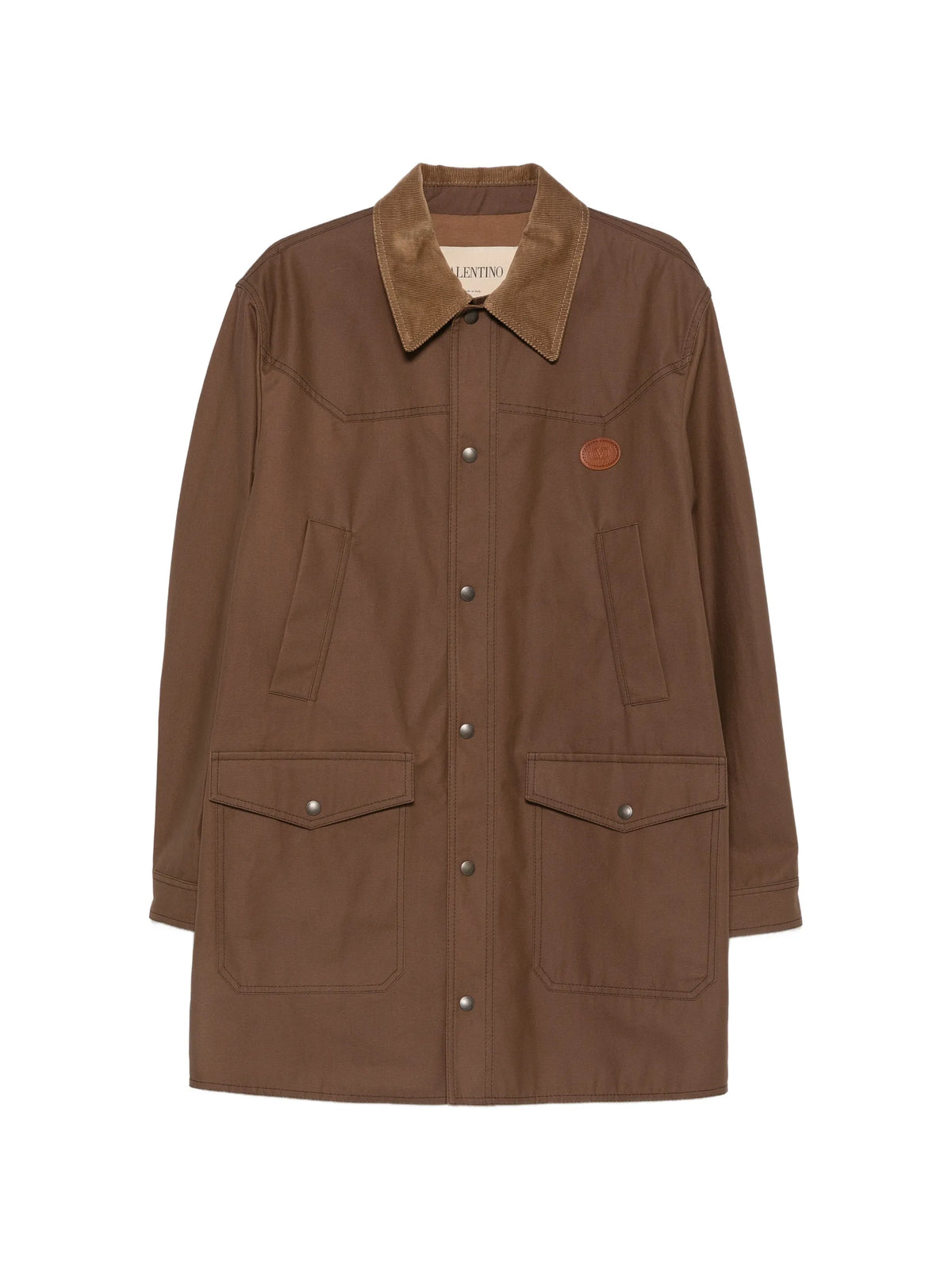 waxed cotton coat with VLogo patch