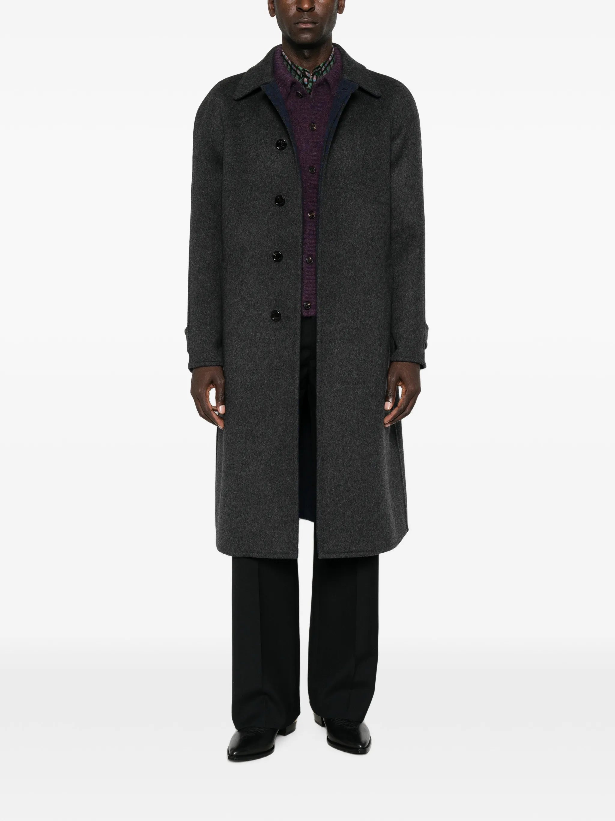 raglan-sleeve single-breasted coat
