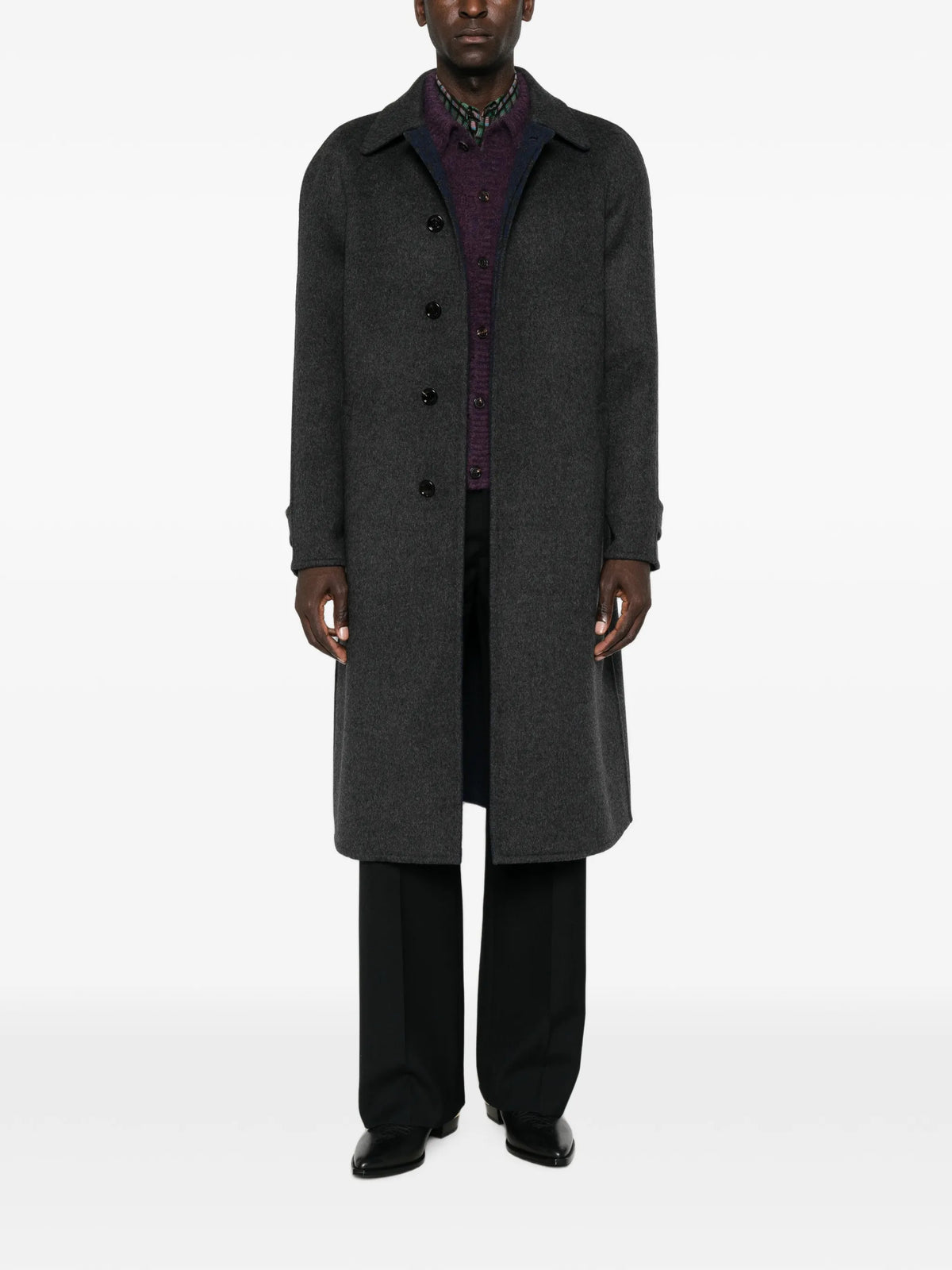 raglan-sleeve single-breasted coat