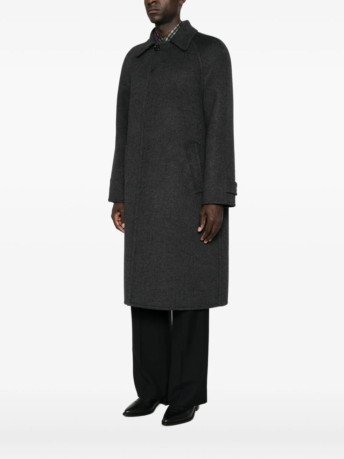 raglan-sleeve single-breasted coat