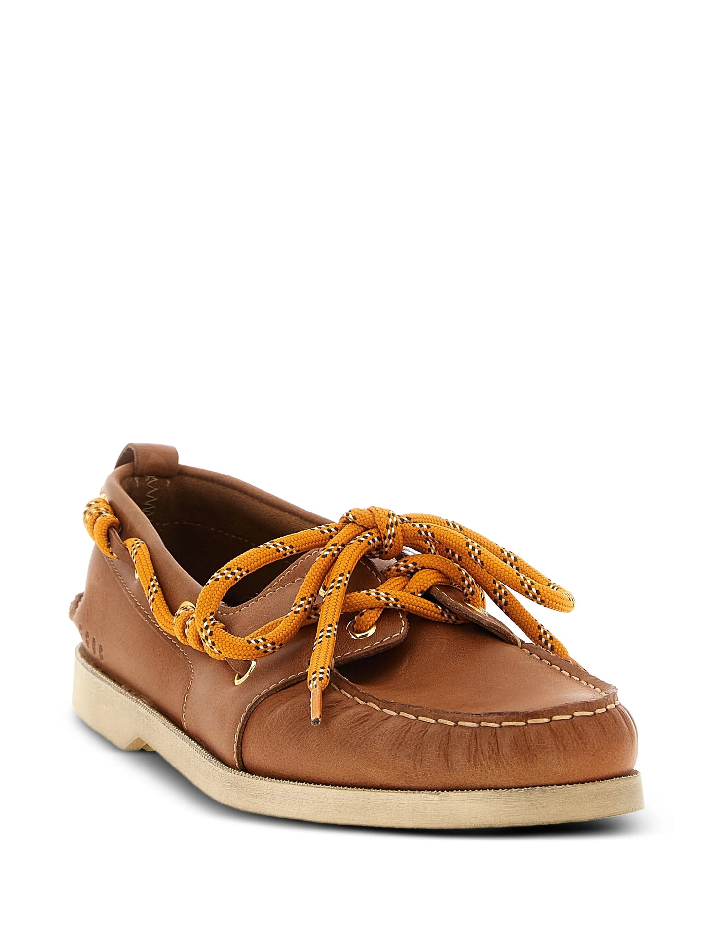 laced leather boat shoes