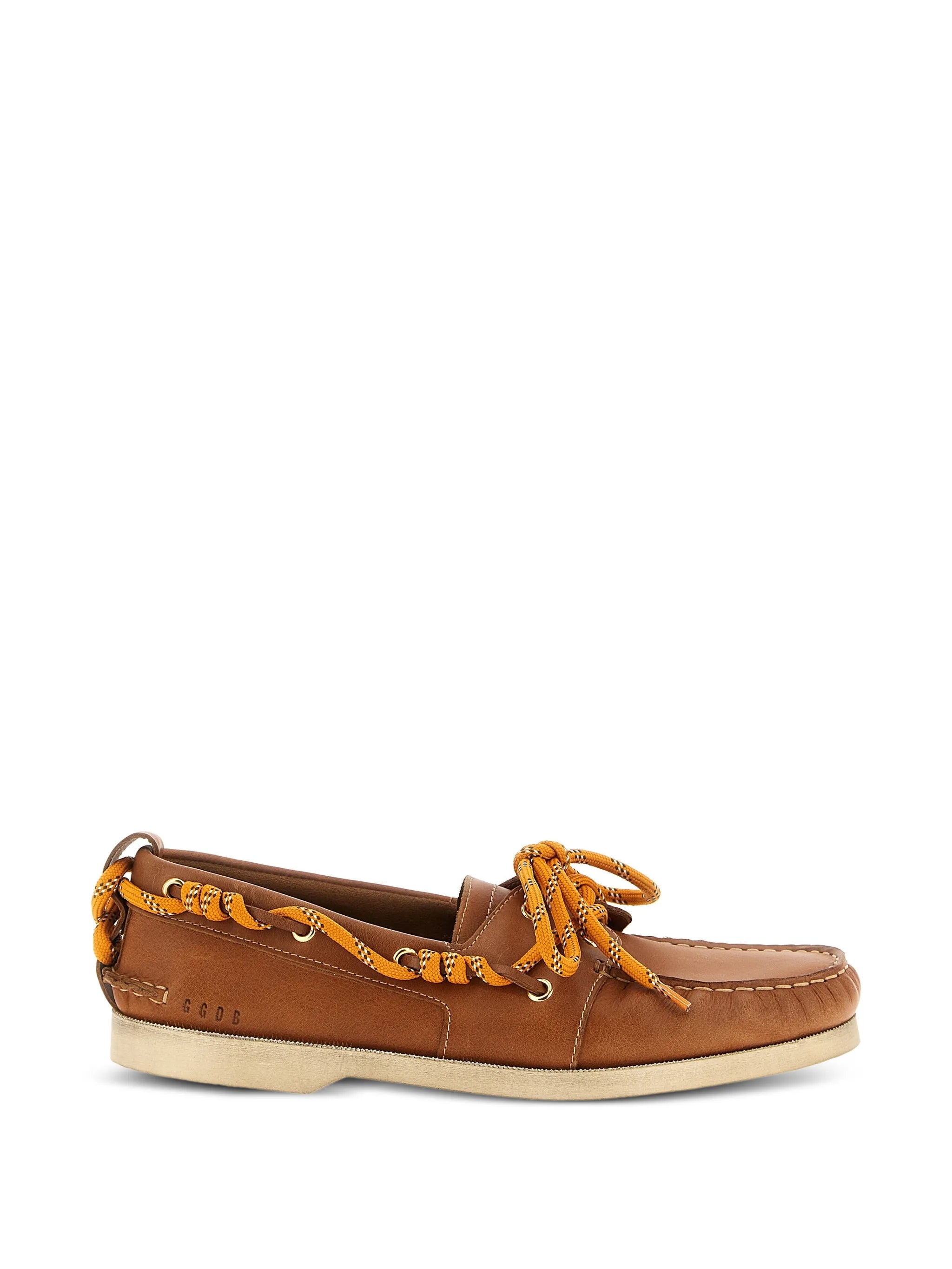 laced leather boat shoes