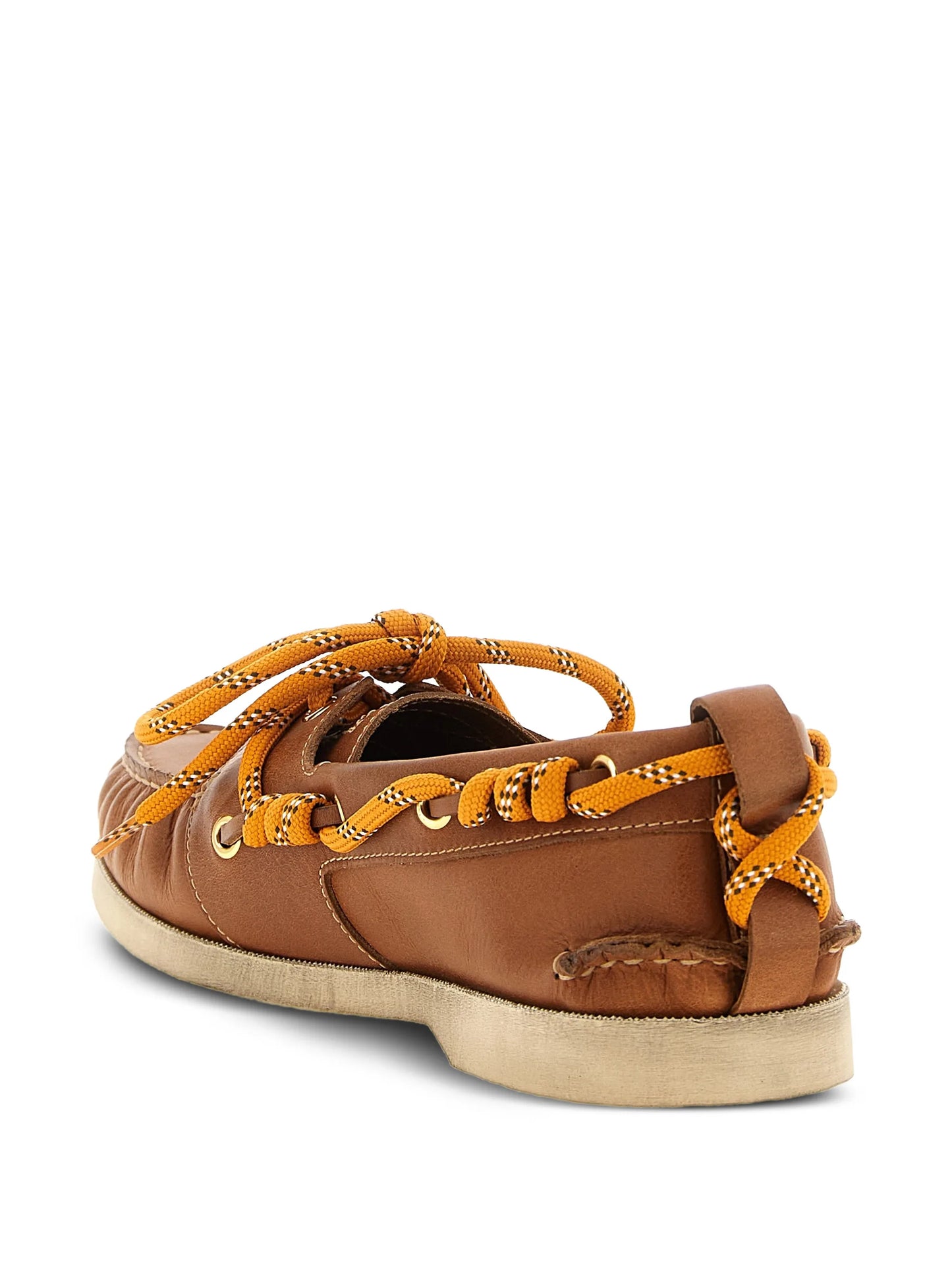 laced leather boat shoes