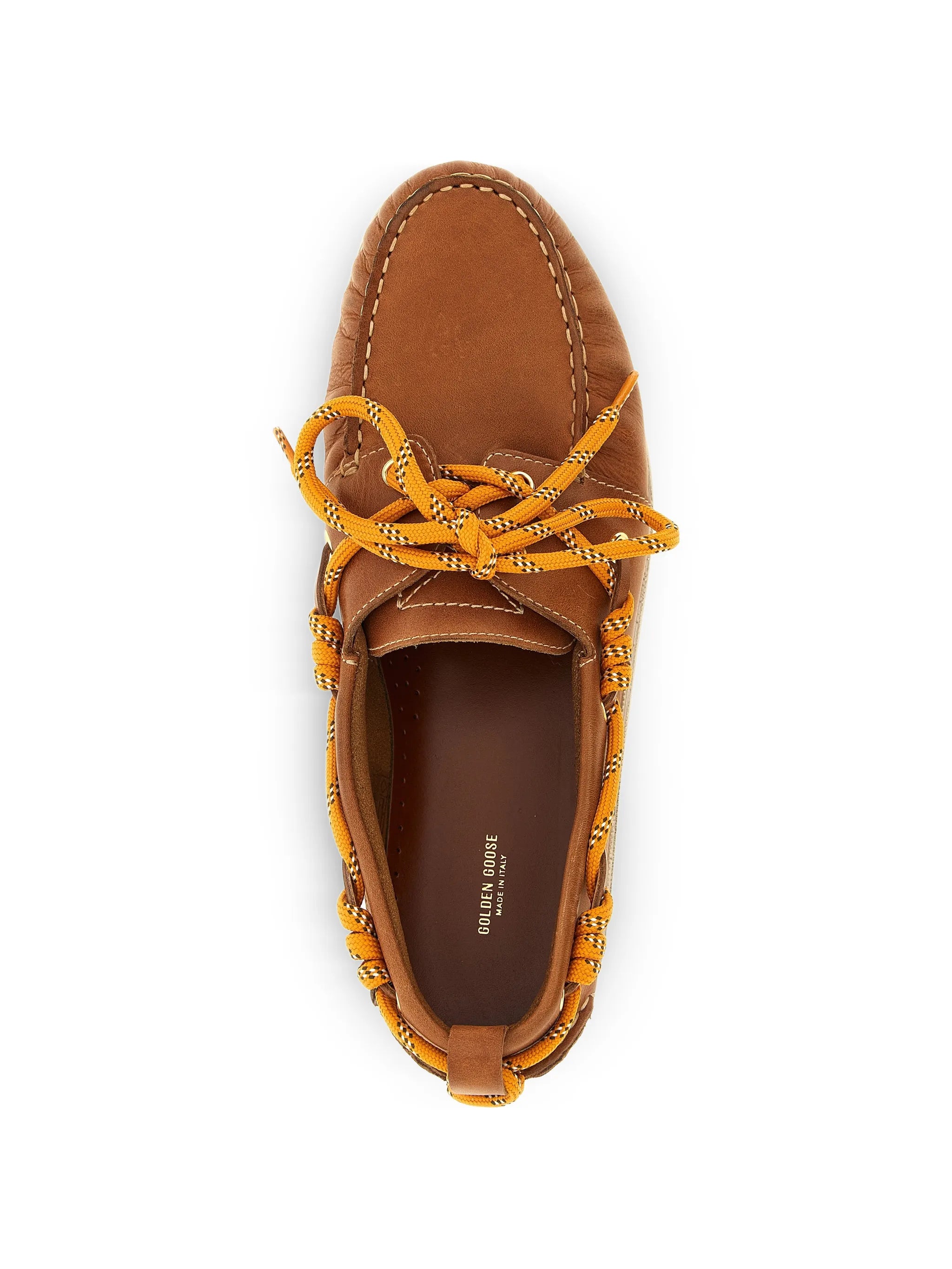 laced leather boat shoes