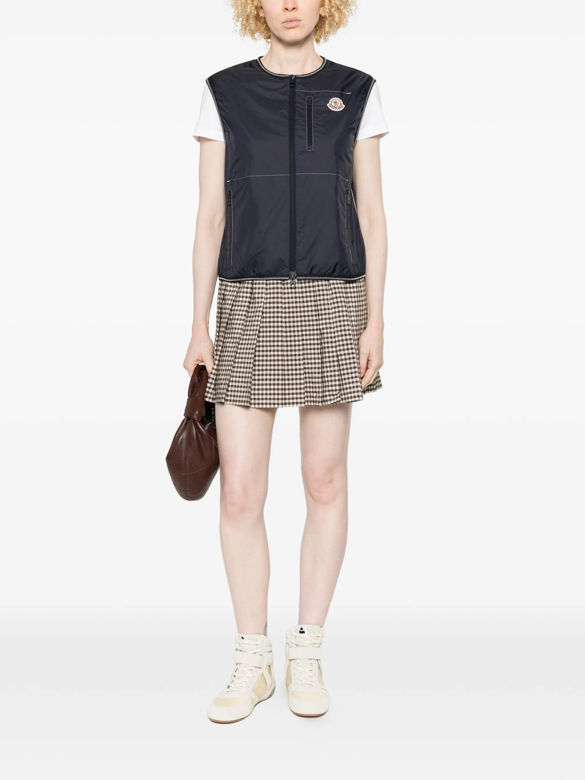 checked pleated mini skirt