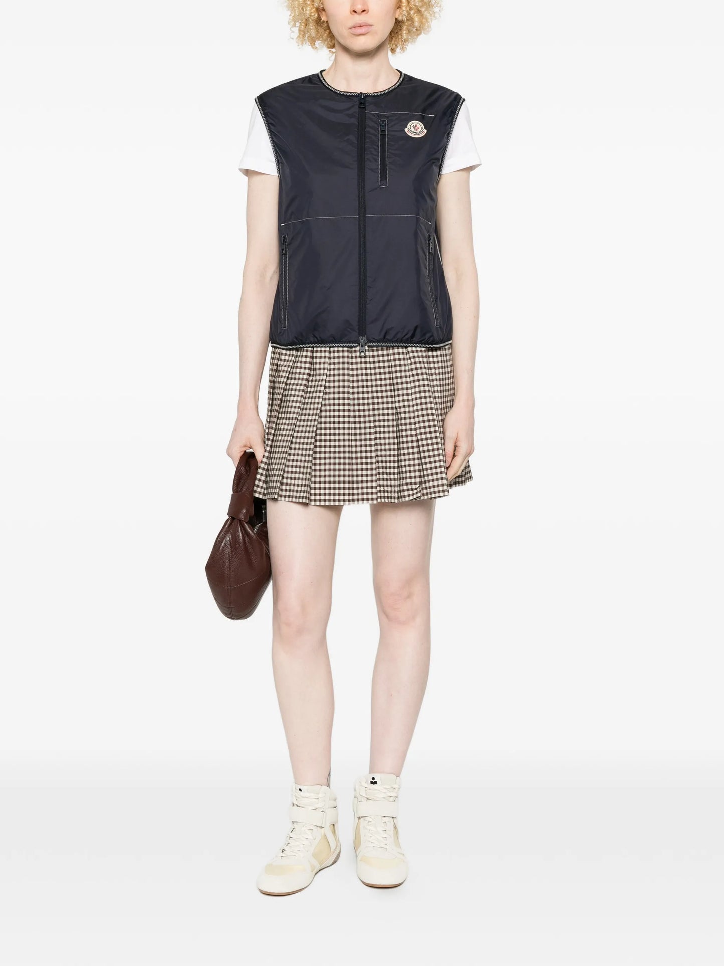checked pleated mini skirt