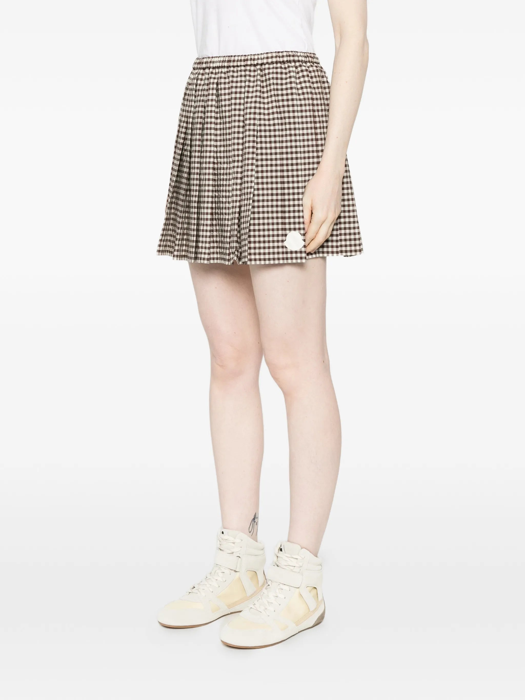 checked pleated mini skirt