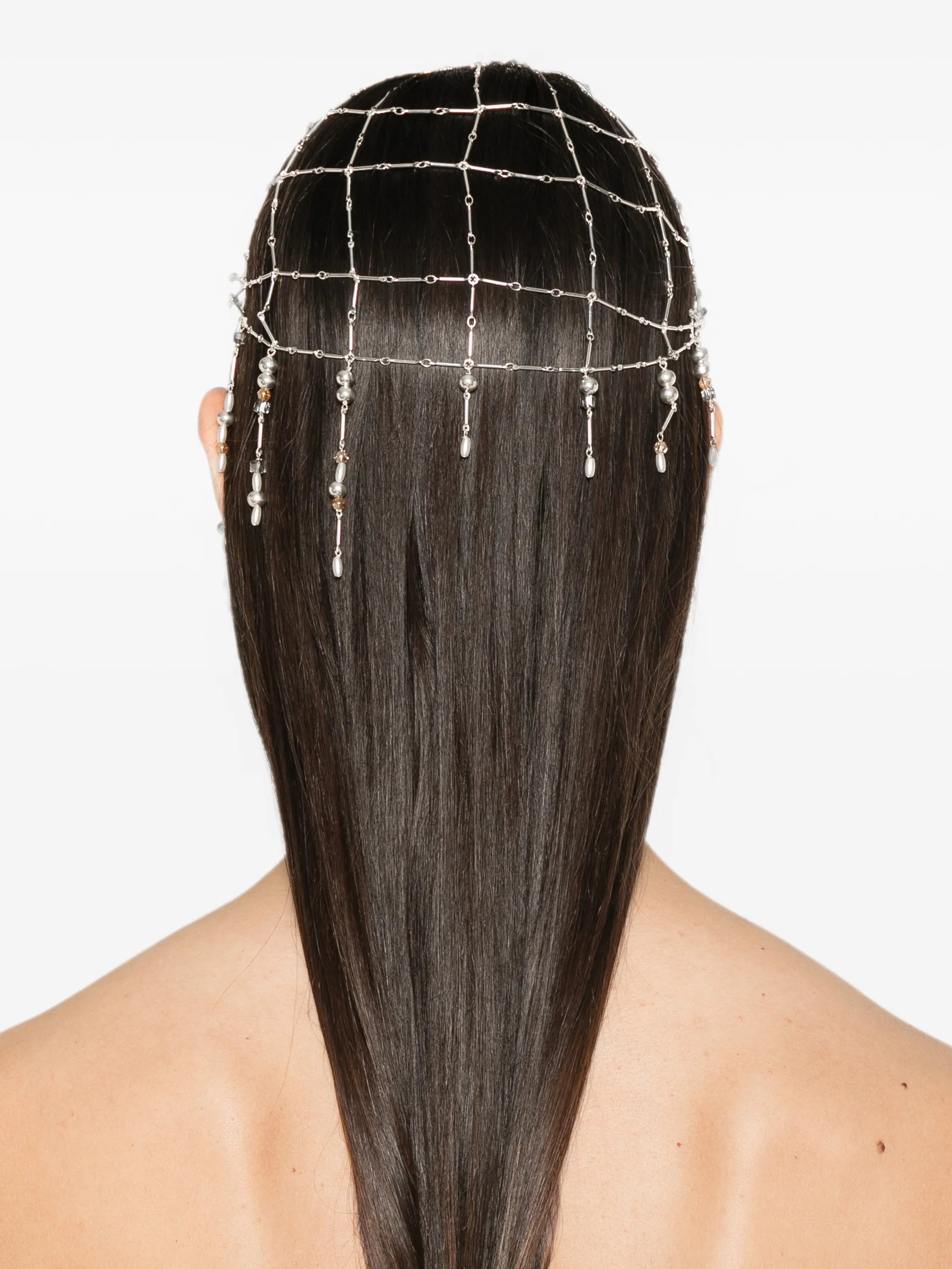 beanie hat with pearl fringes