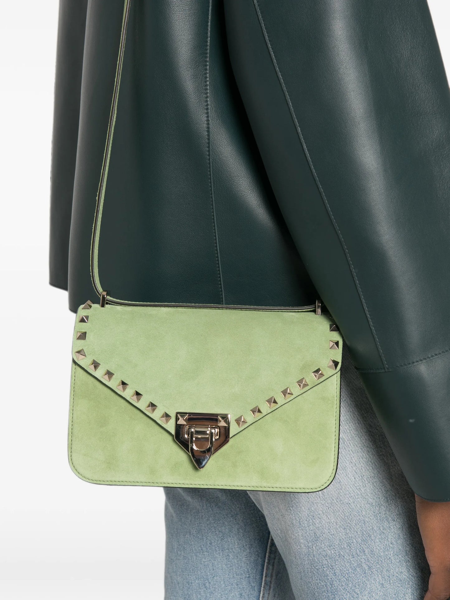 Rockstud leather shoulder bag