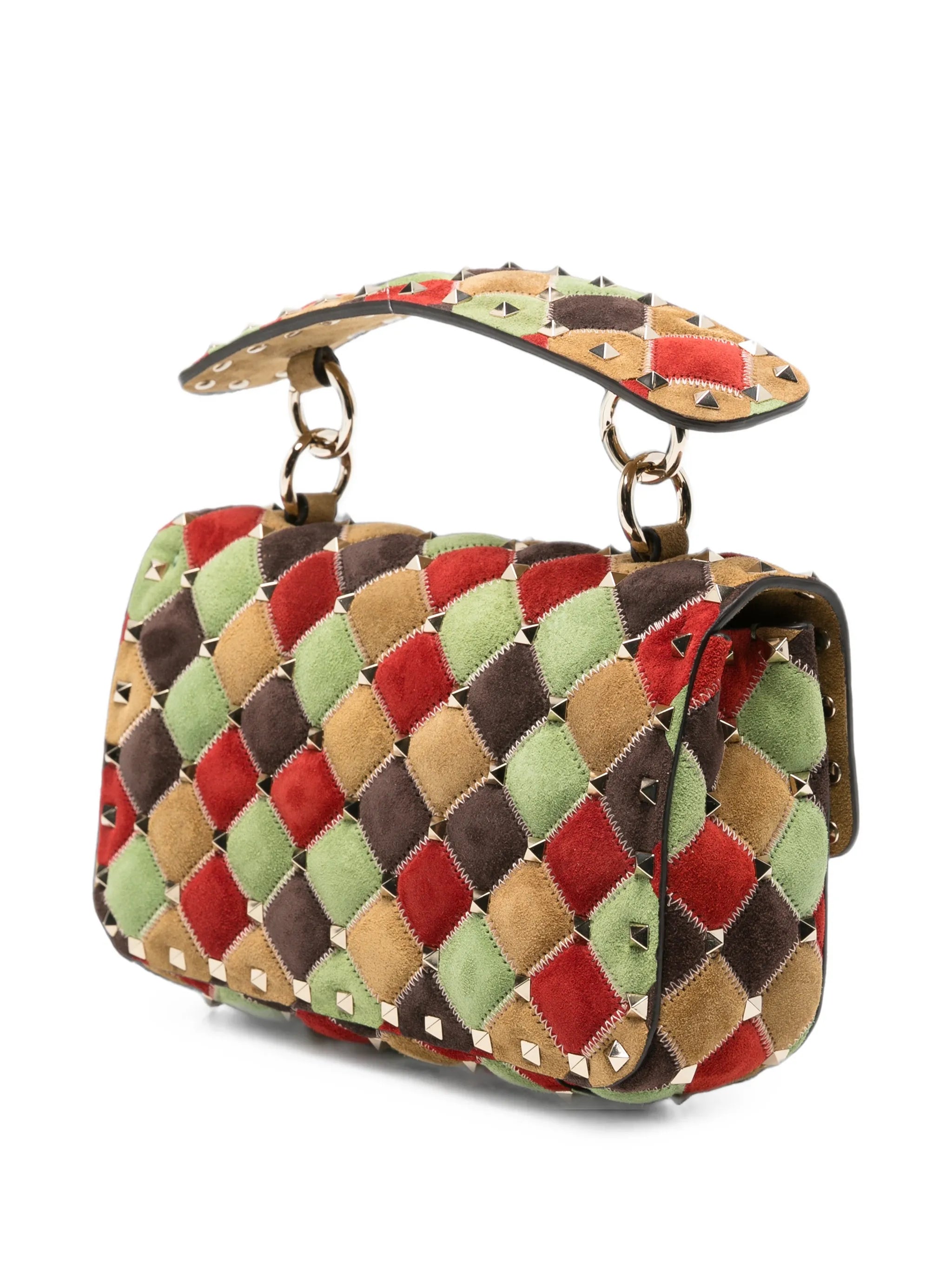 Rockstud Spike patchwork tote bag