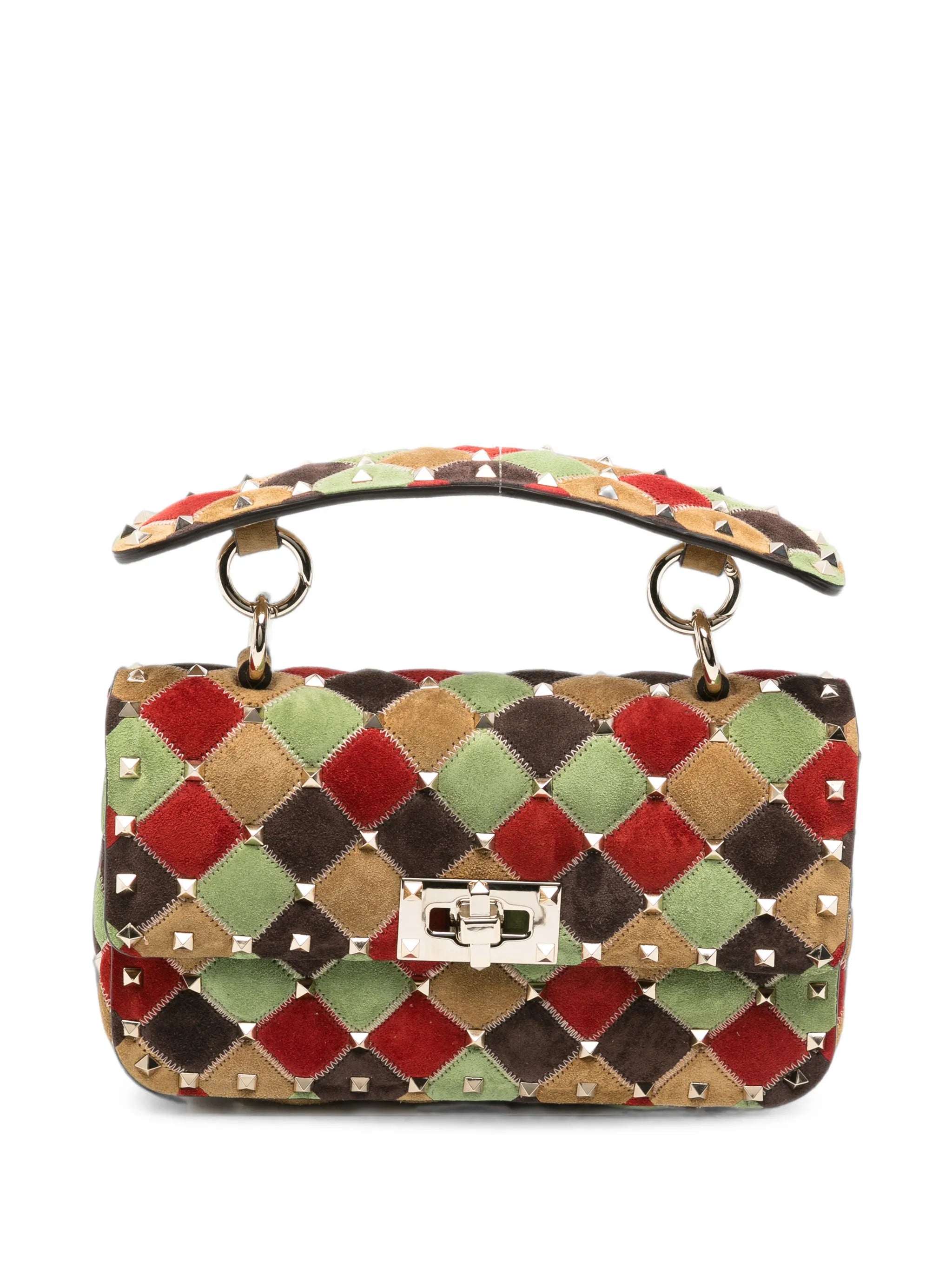 Rockstud Spike patchwork tote bag