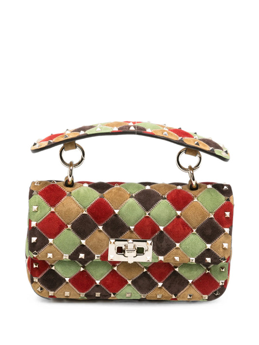 Rockstud Spike patchwork tote bag