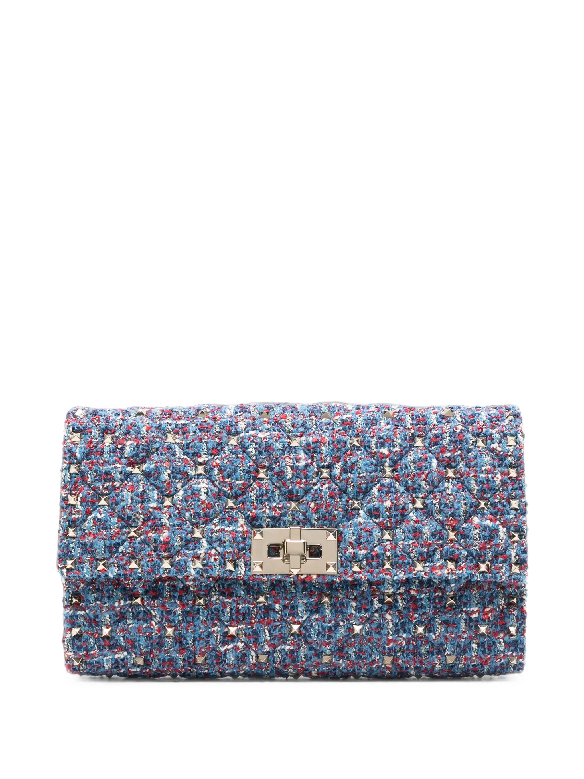 Rockstud Spike tweed shoulder bag