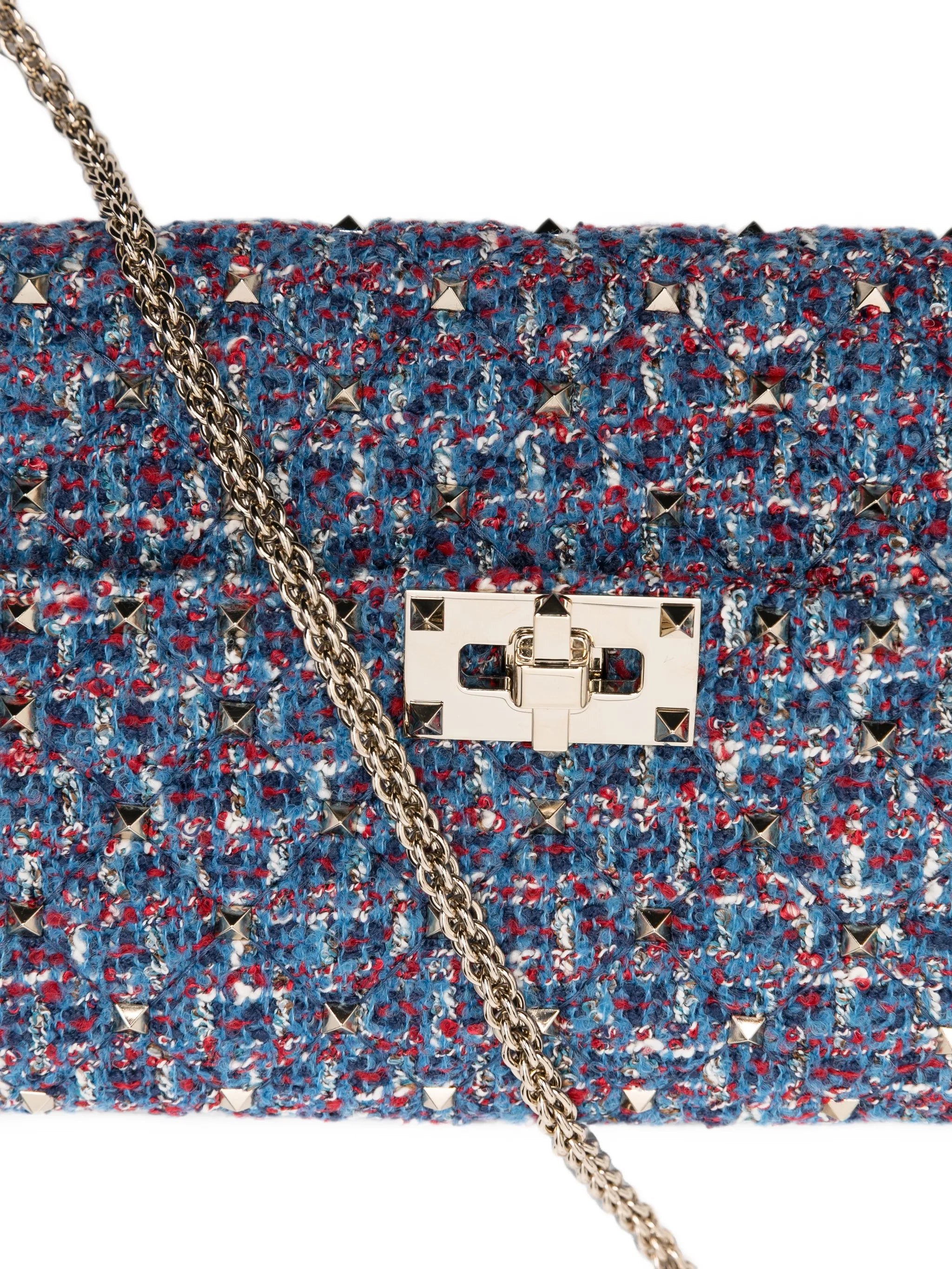 Rockstud Spike tweed shoulder bag
