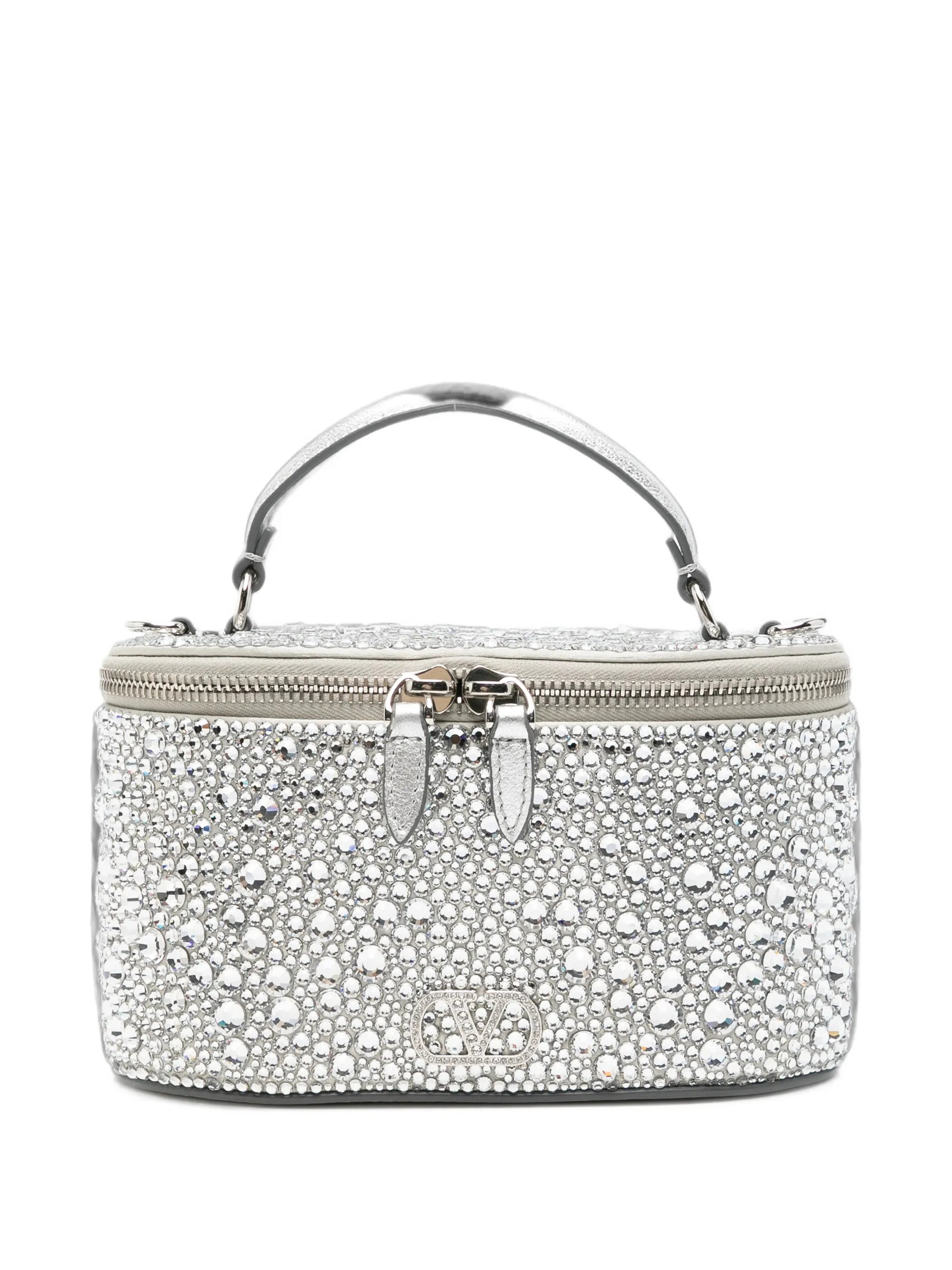 VLogo Signature crystal-embellished vanity case mini bag