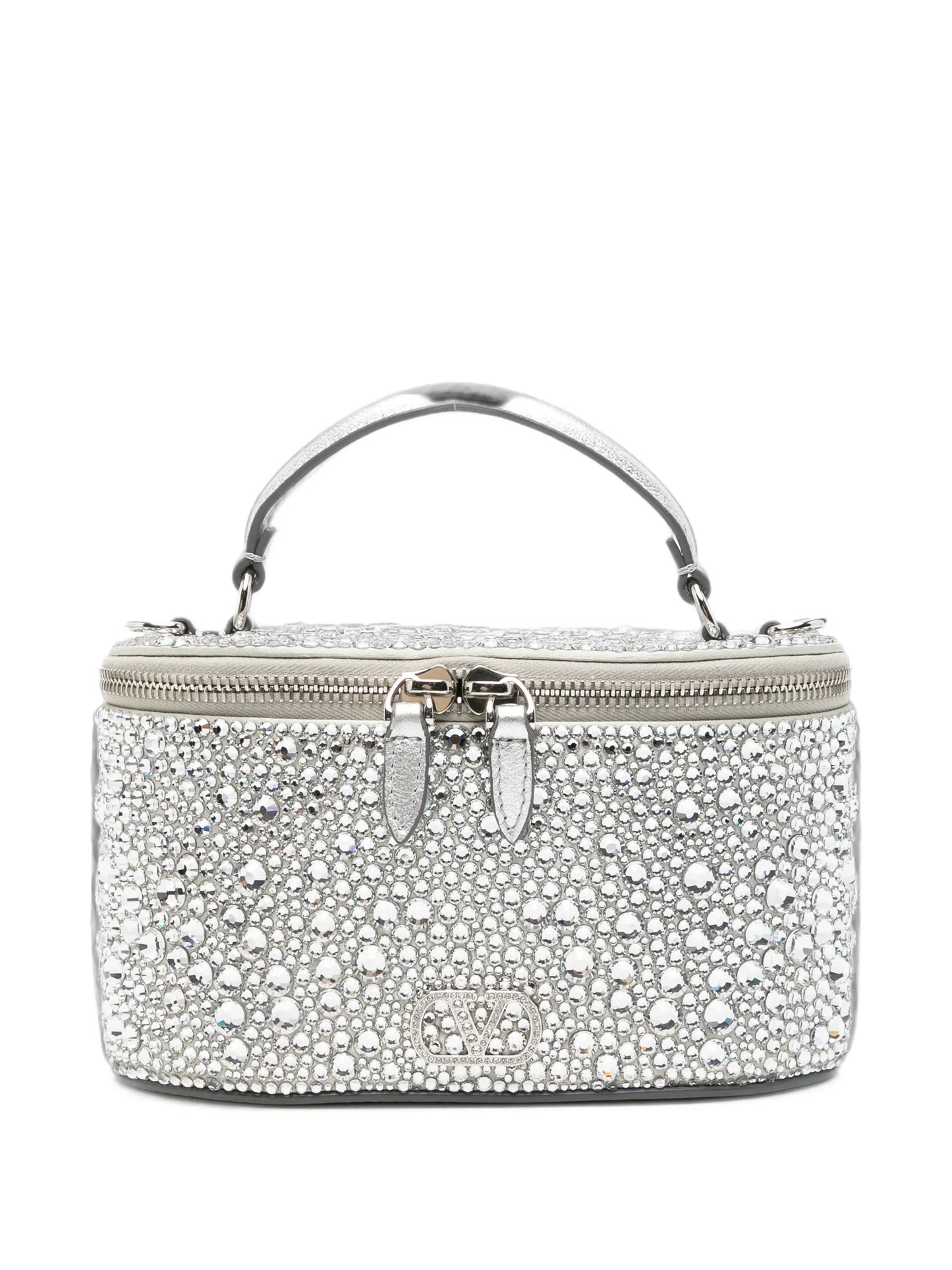 VLogo Signature crystal-embellished vanity case mini bag