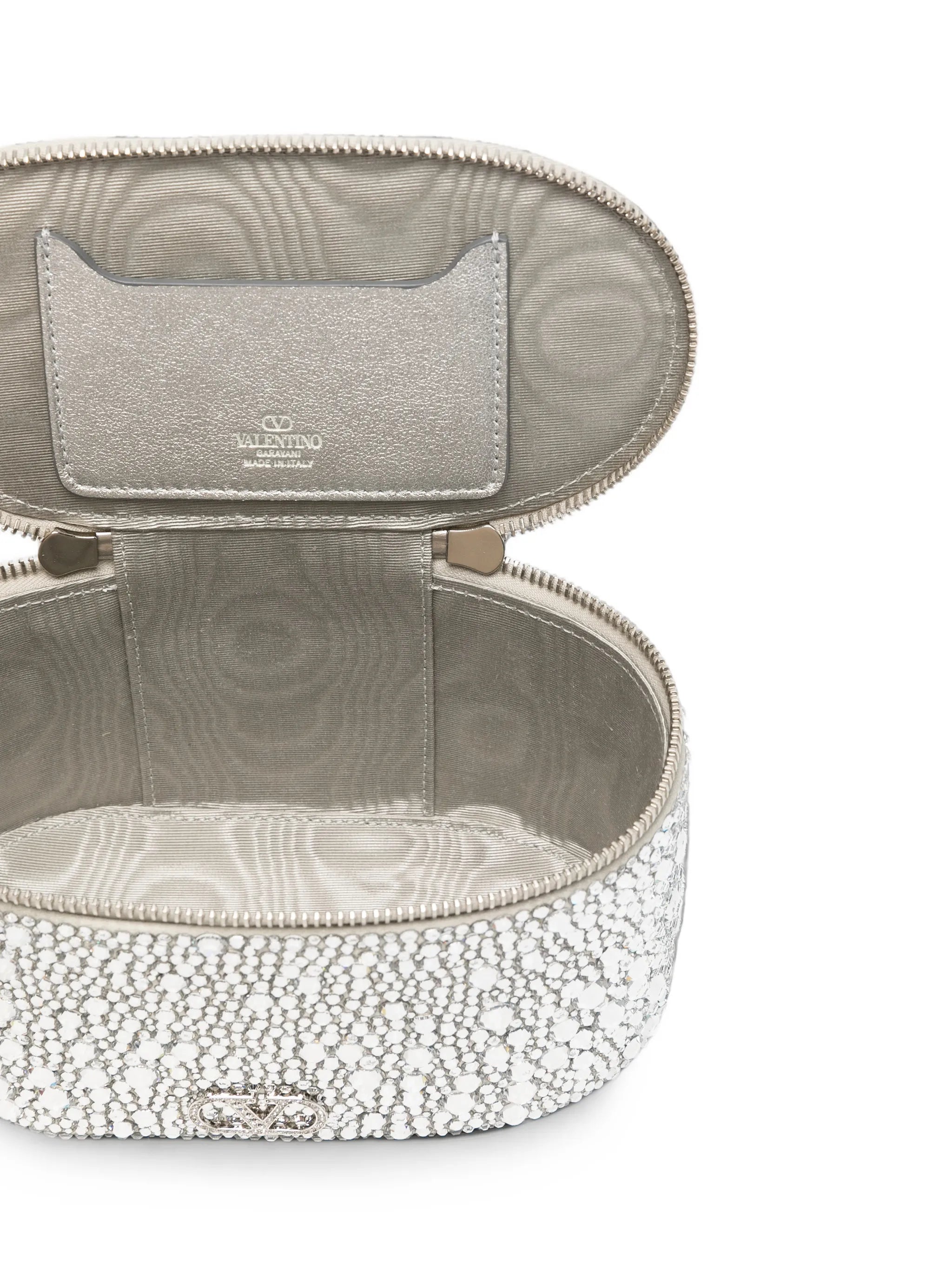 VLogo Signature crystal-embellished vanity case mini bag