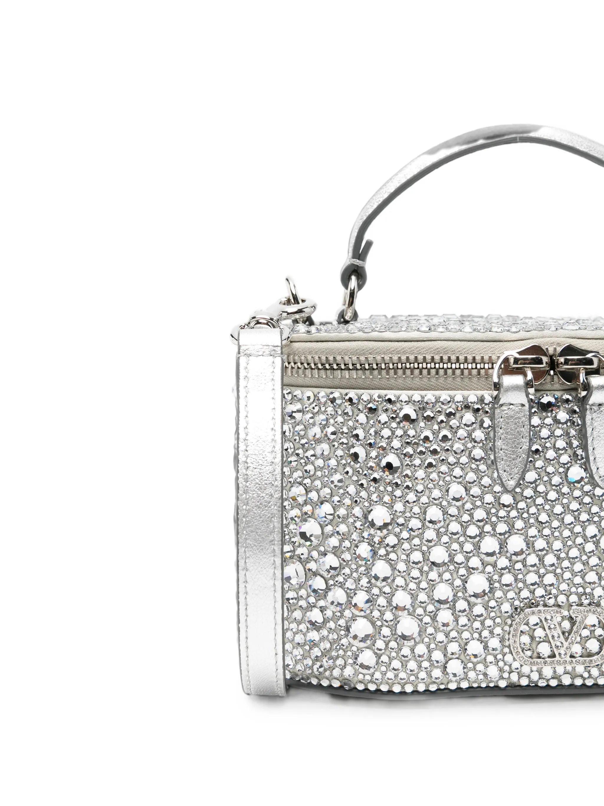 VLogo Signature crystal-embellished vanity case mini bag