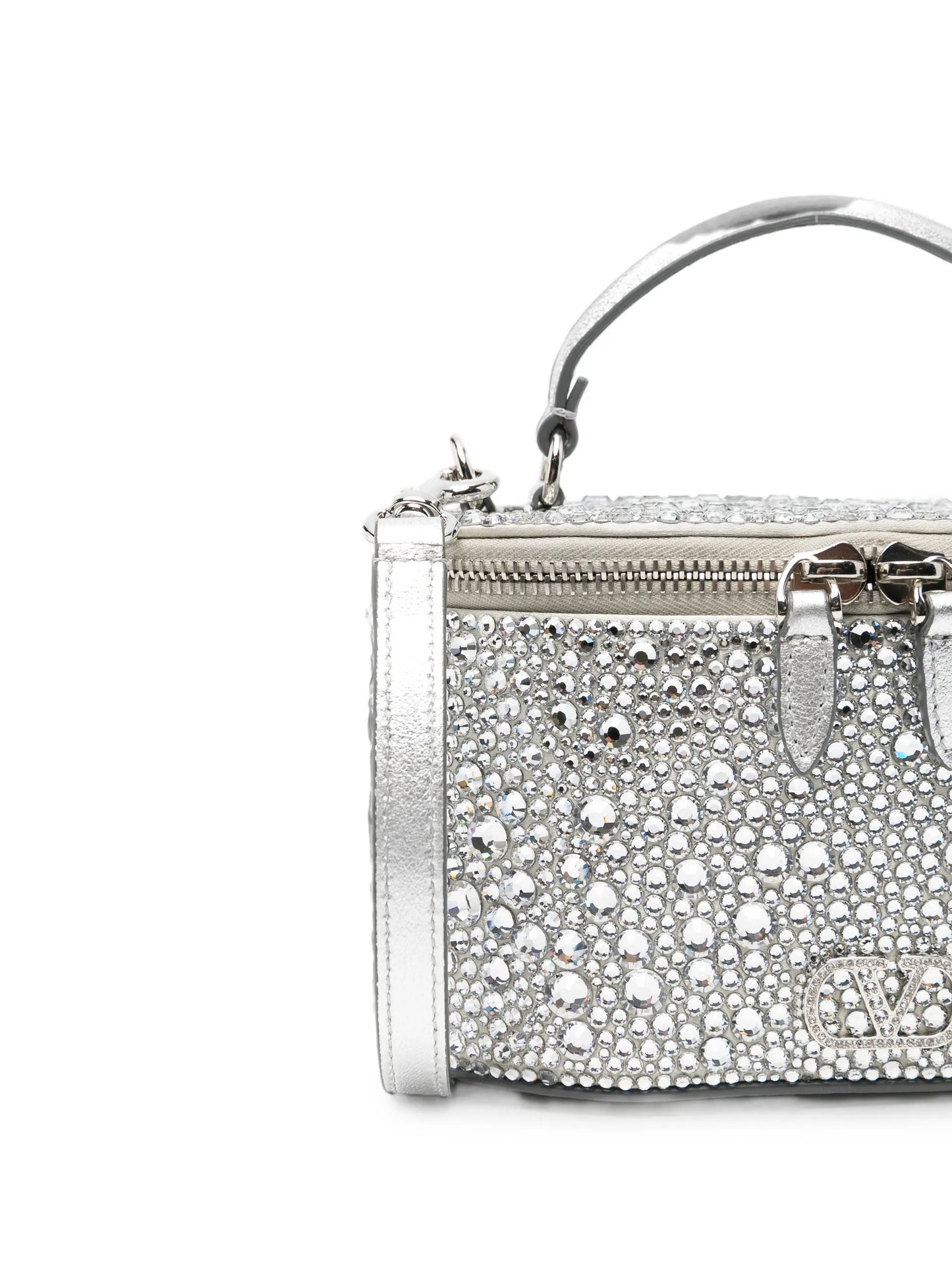 VLogo Signature crystal-embellished vanity case mini bag