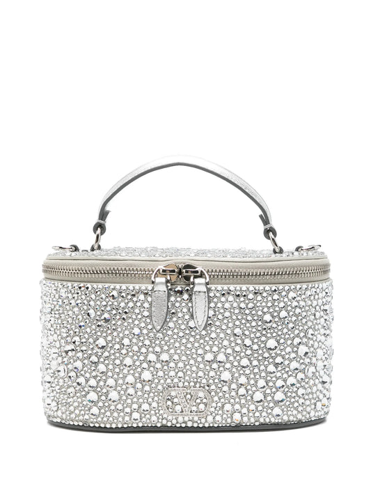 VLogo Signature crystal-embellished vanity case mini bag