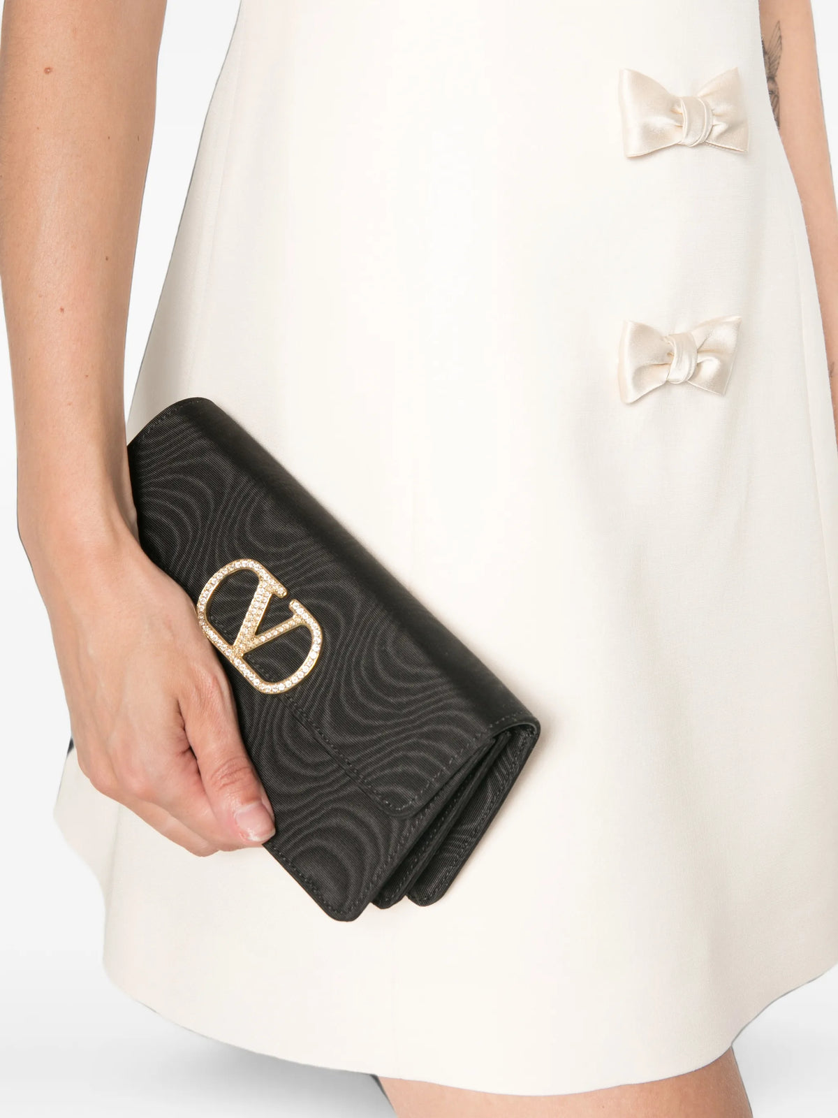 VLogo Signature moiré mini clutch bag