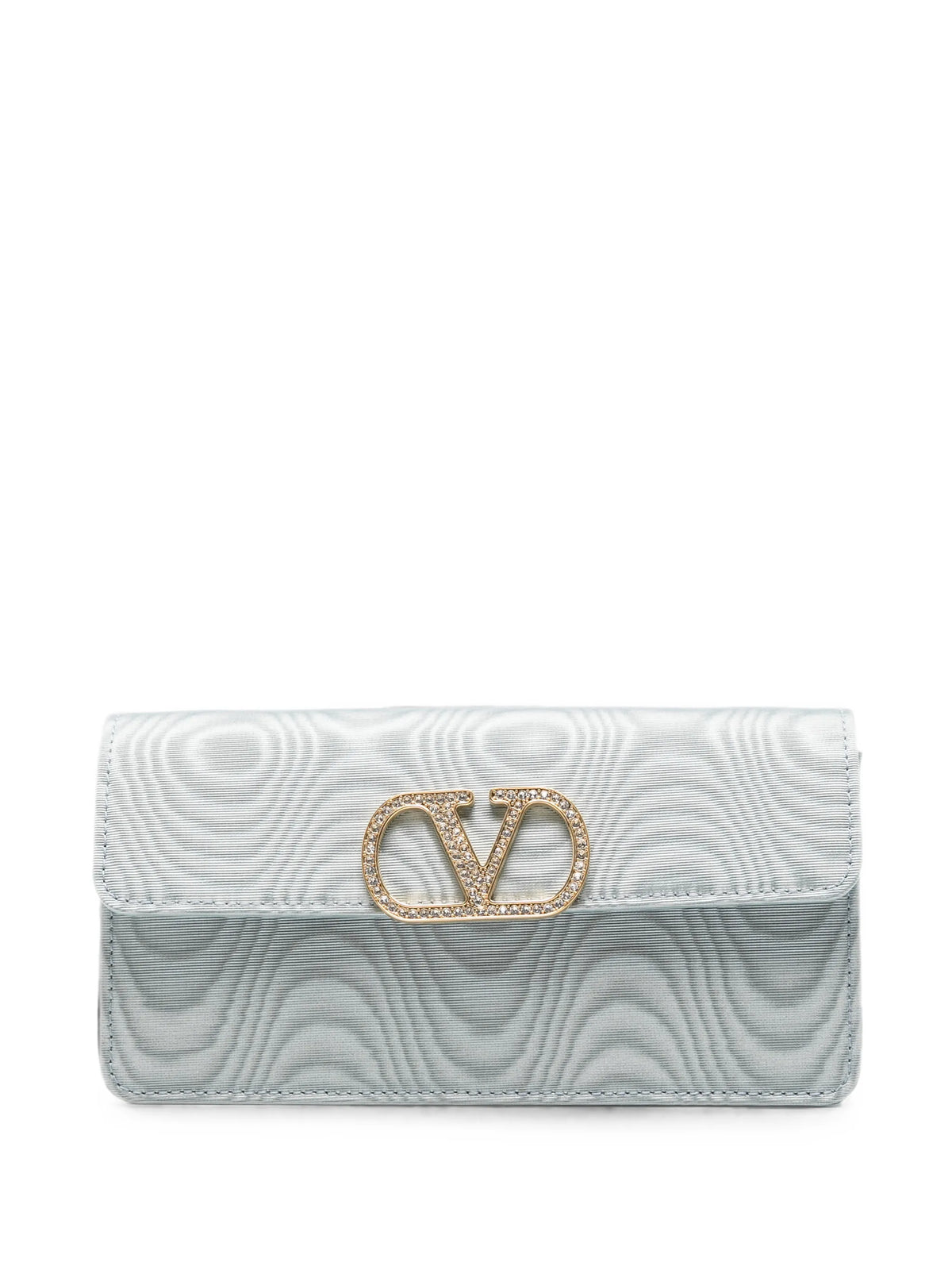 VLogo Signature chain wallet in moiré fabric with jewel logo