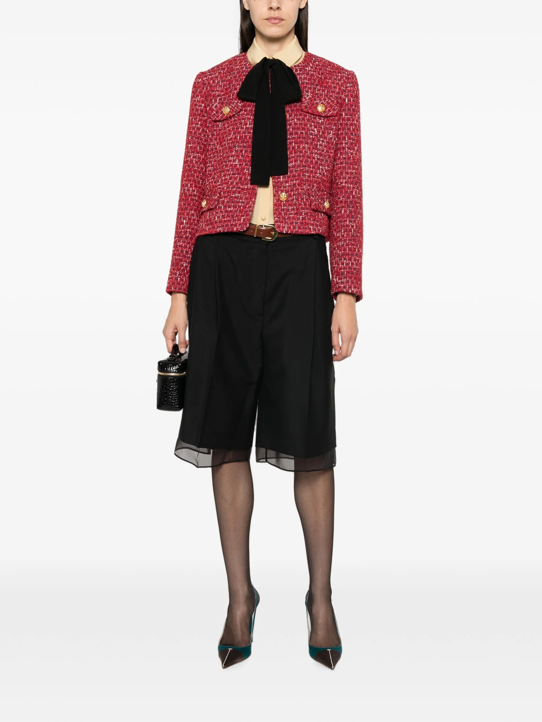 buttoned tweed jacket
