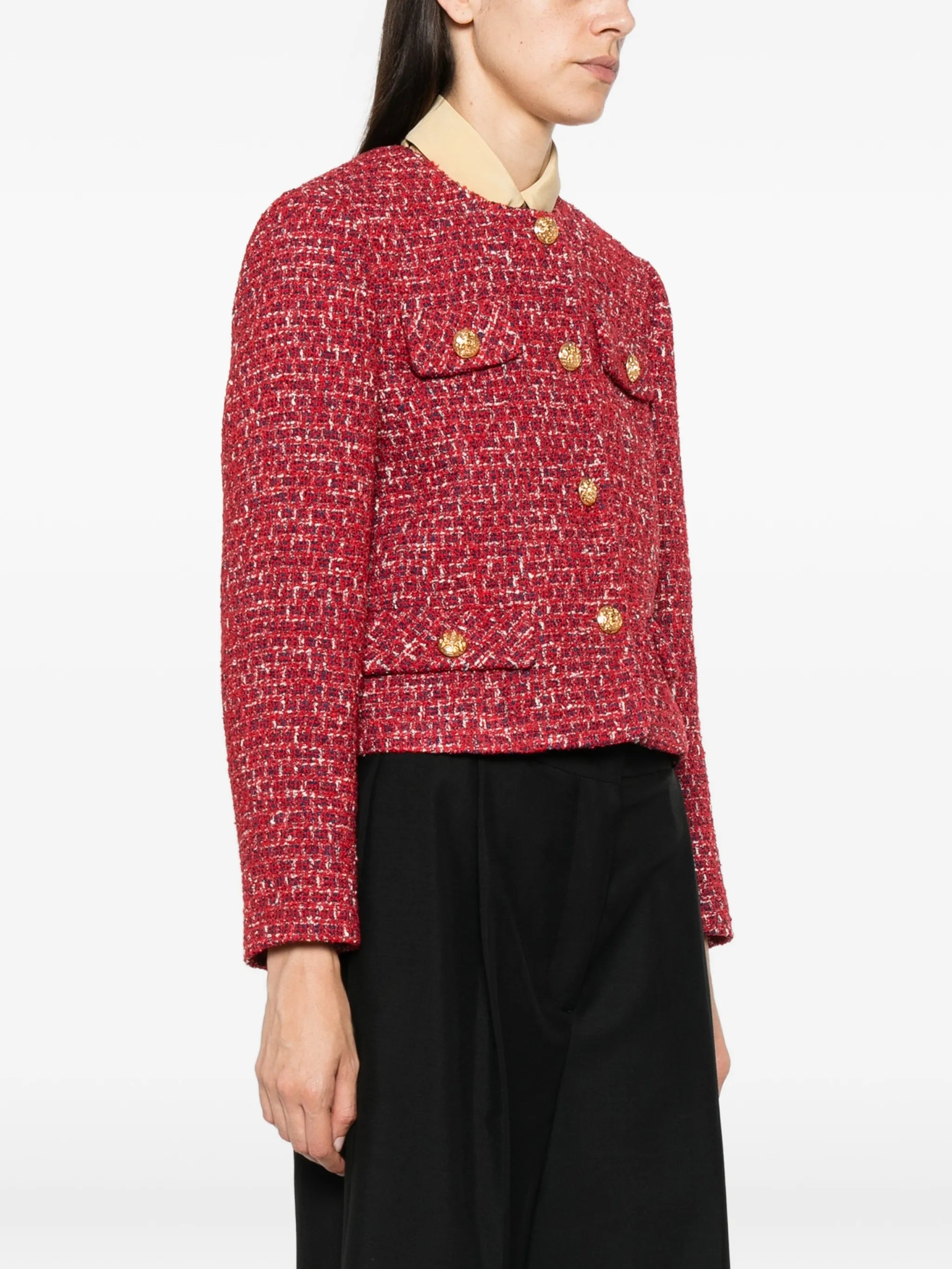 buttoned tweed jacket