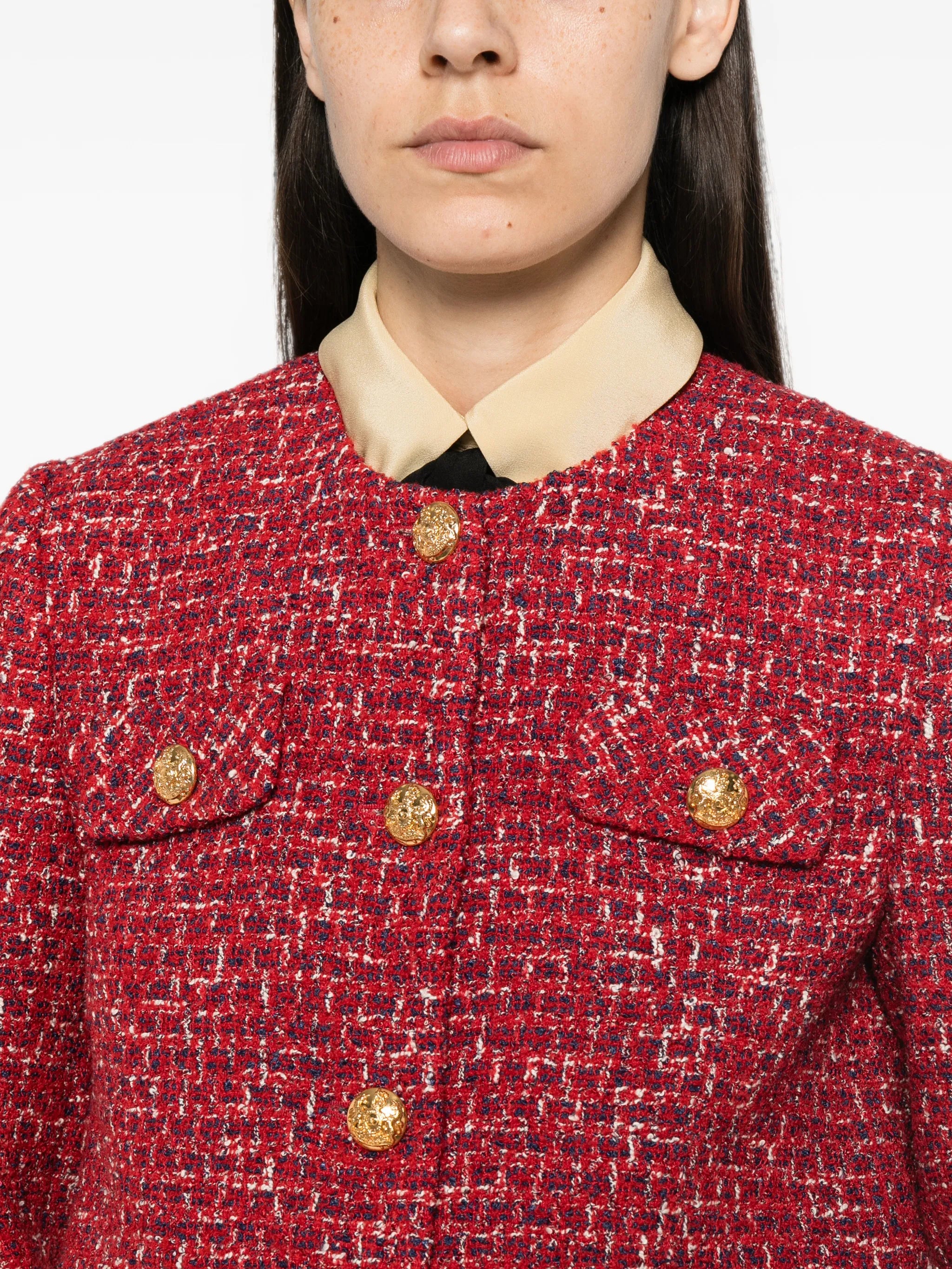 buttoned tweed jacket