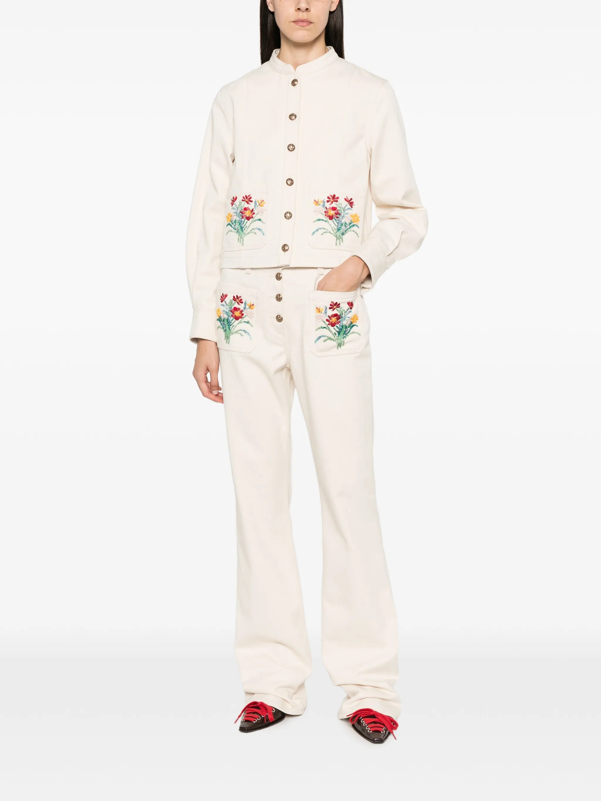 floral-embroidered jacket