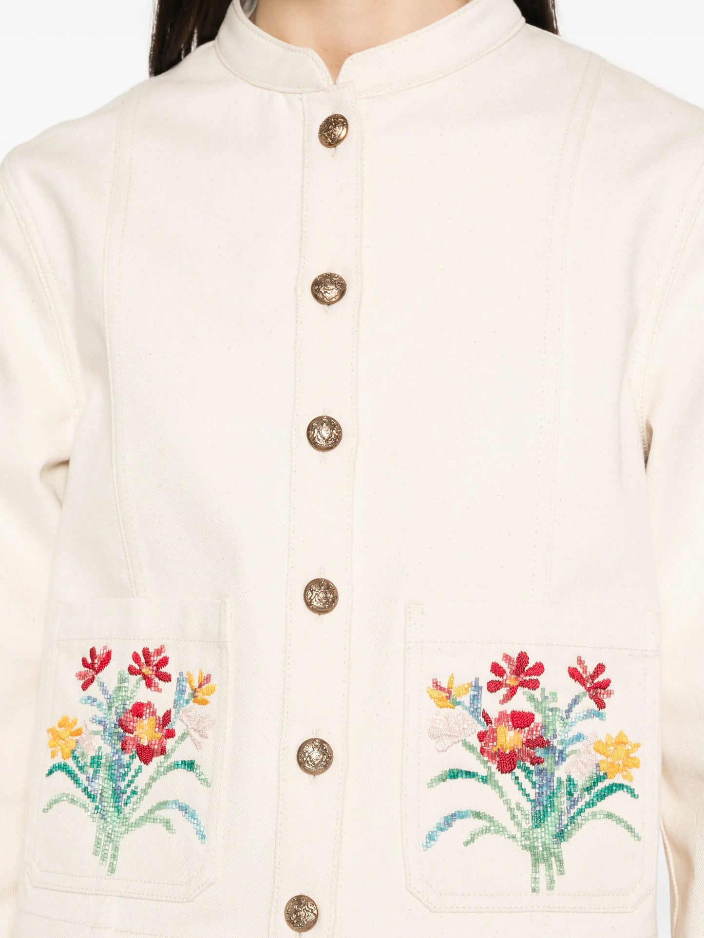 floral-embroidered jacket