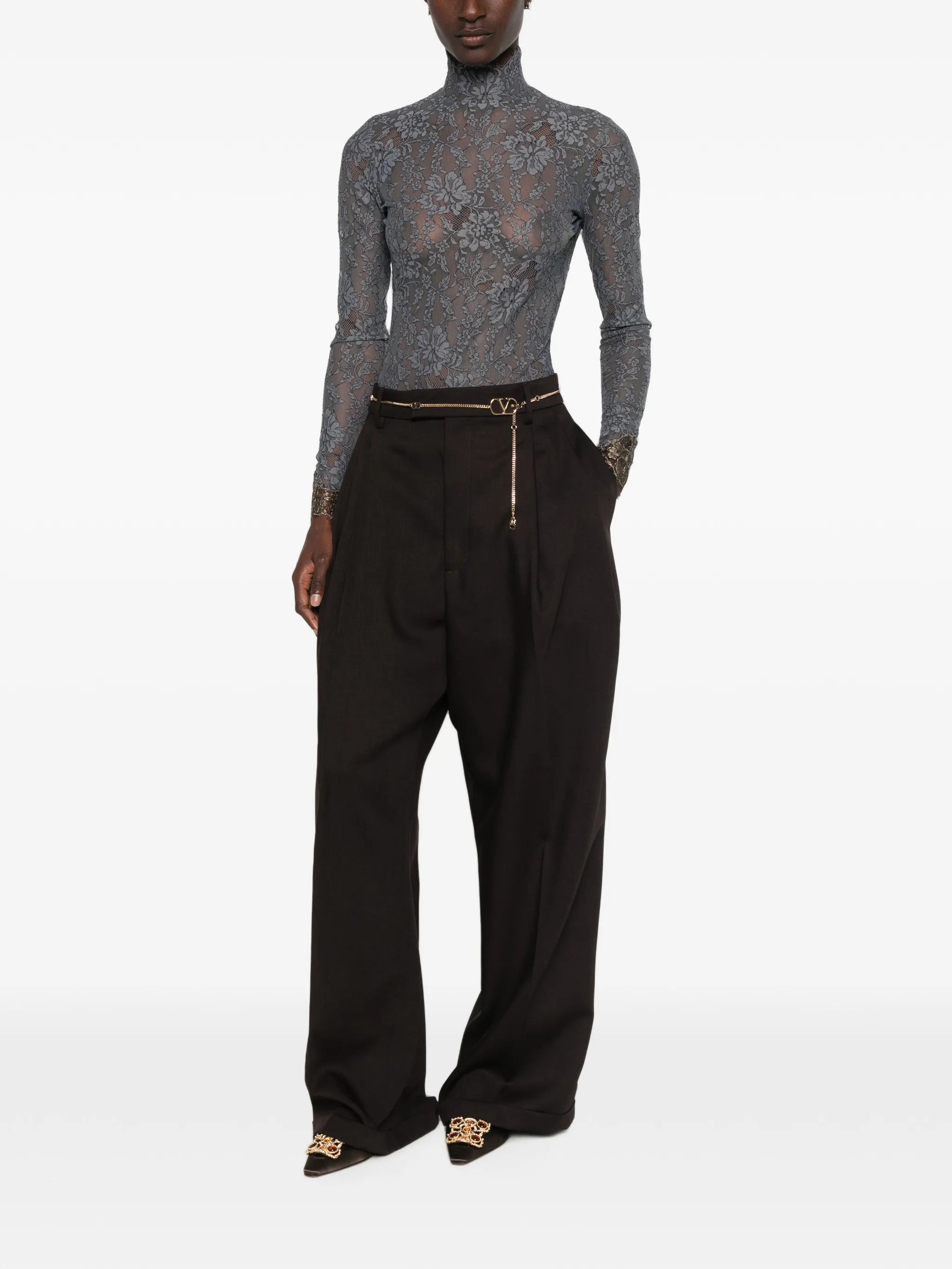 lace-detail long-sleeve bodysuit
