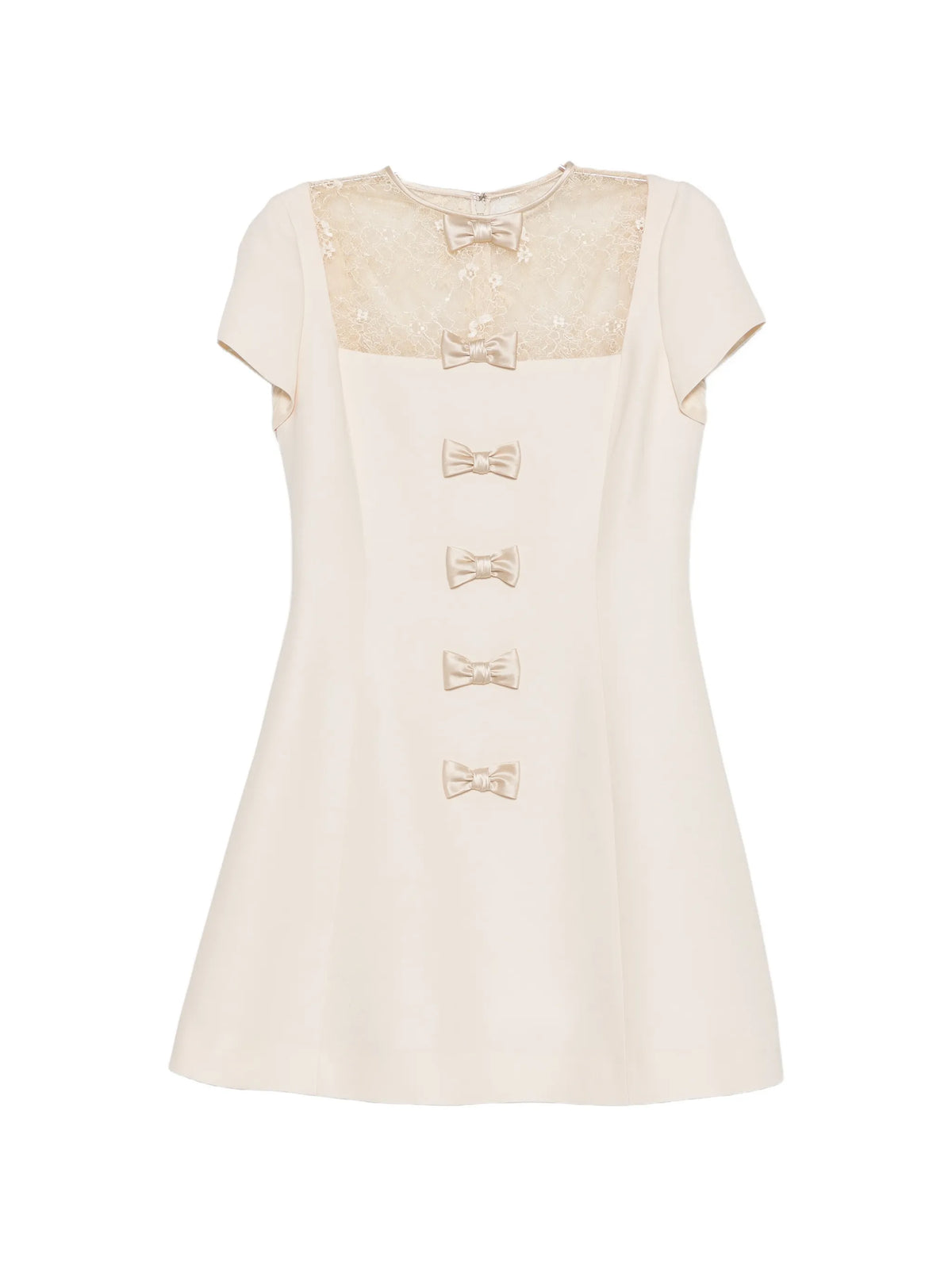 lace-panelled bow-detail mini dress