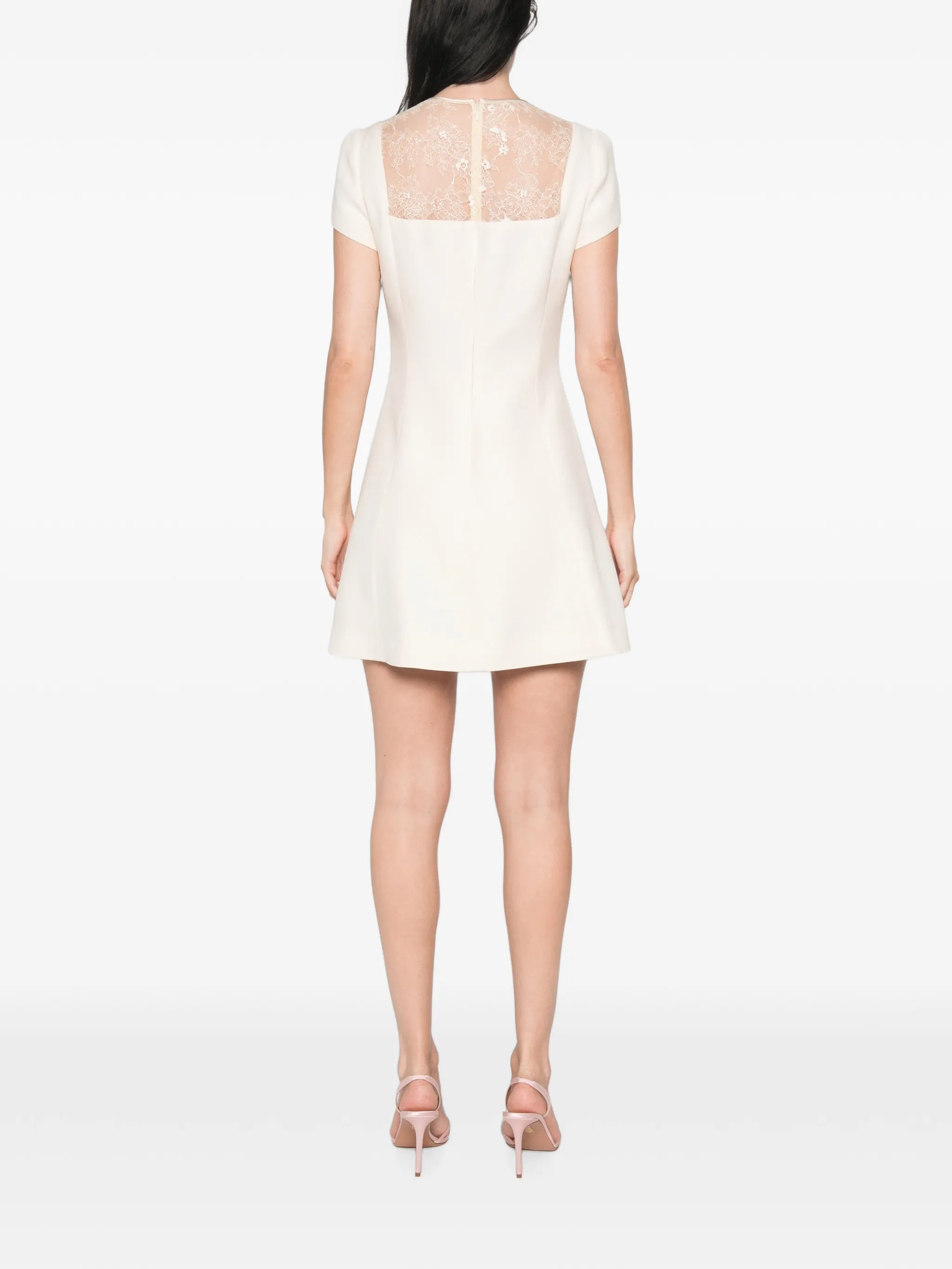 lace-panelled bow-detail mini dress