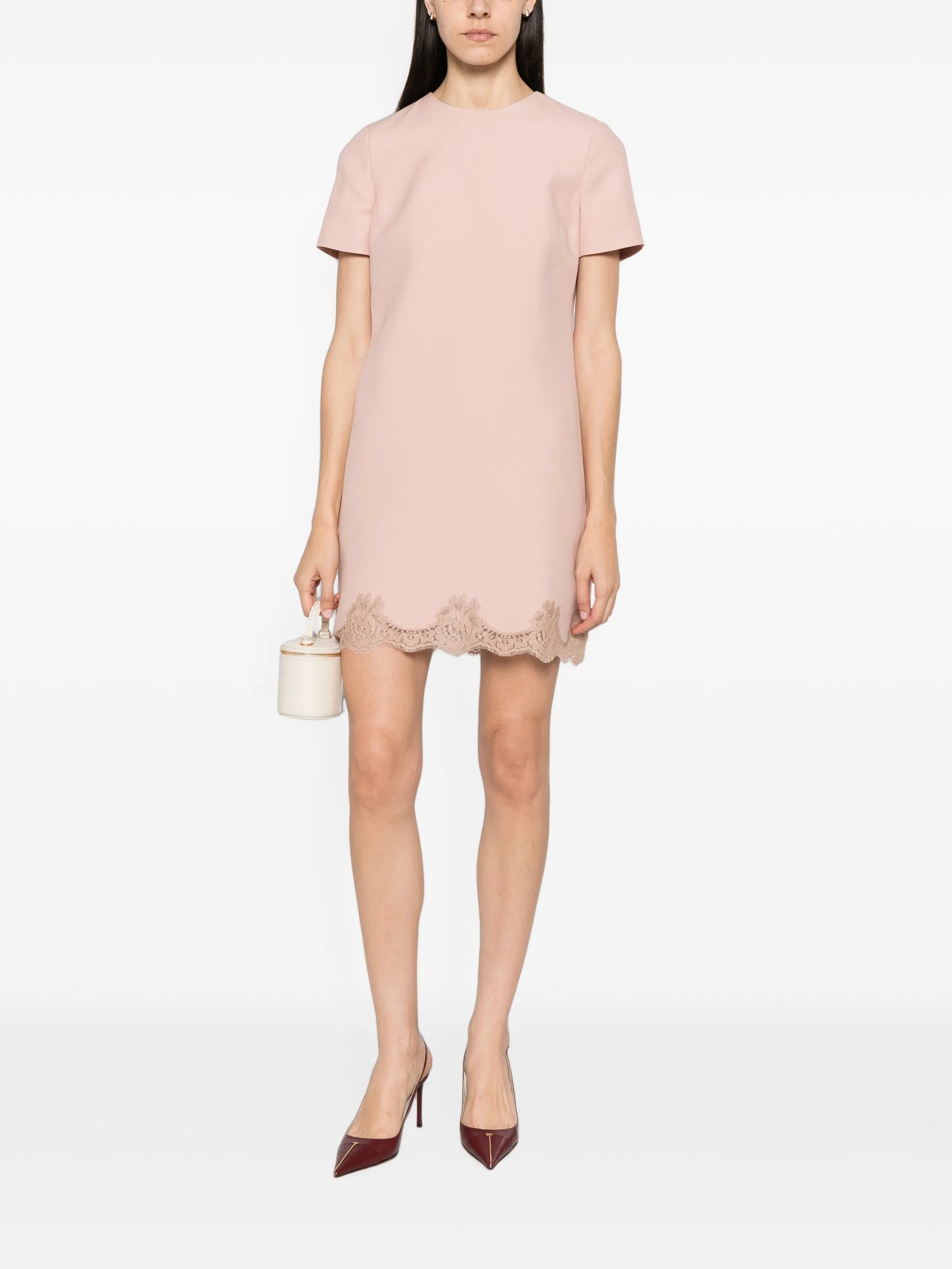 lace-trim shift mini dress