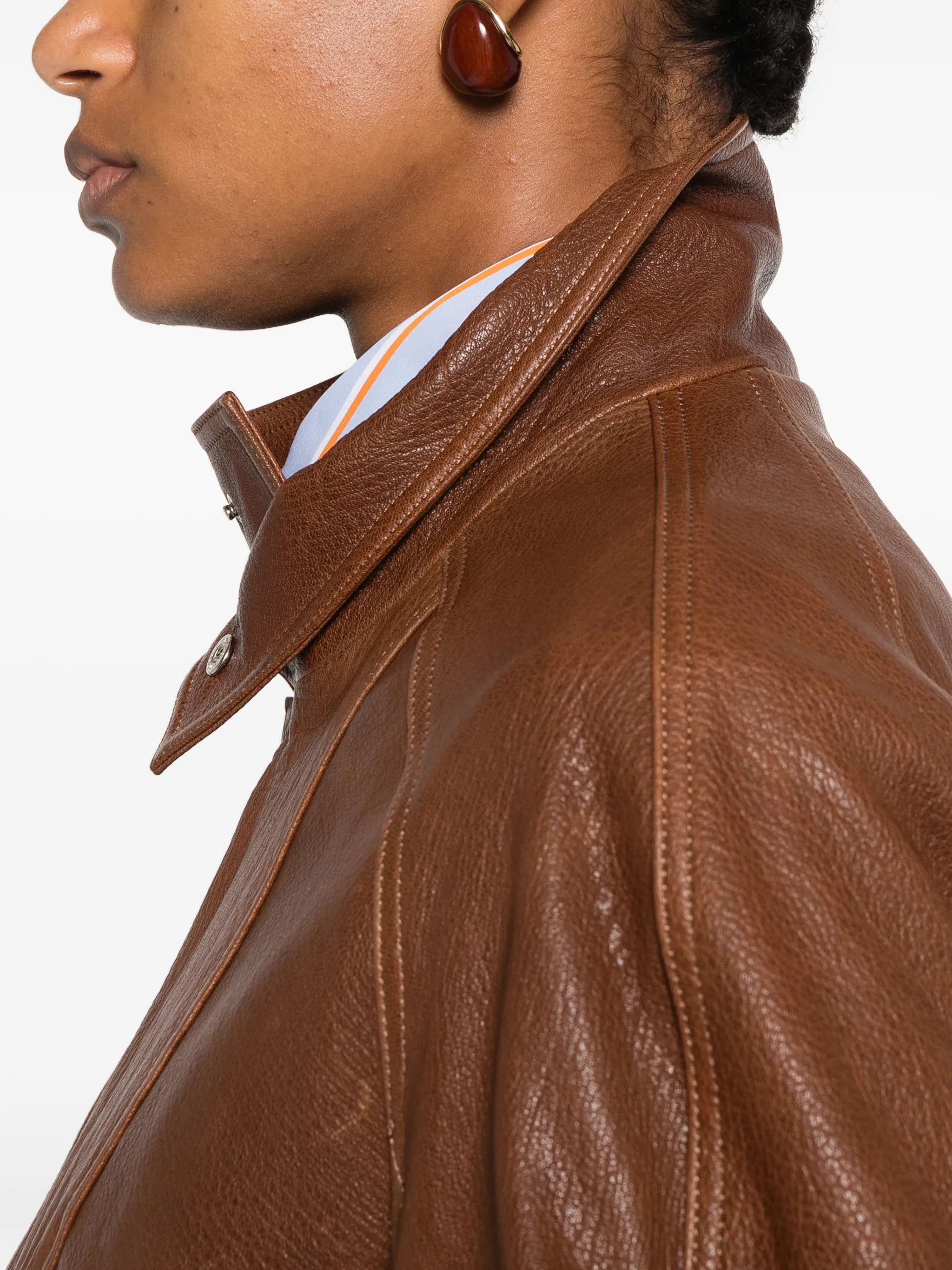 Ariste funnel-neck leather jacket