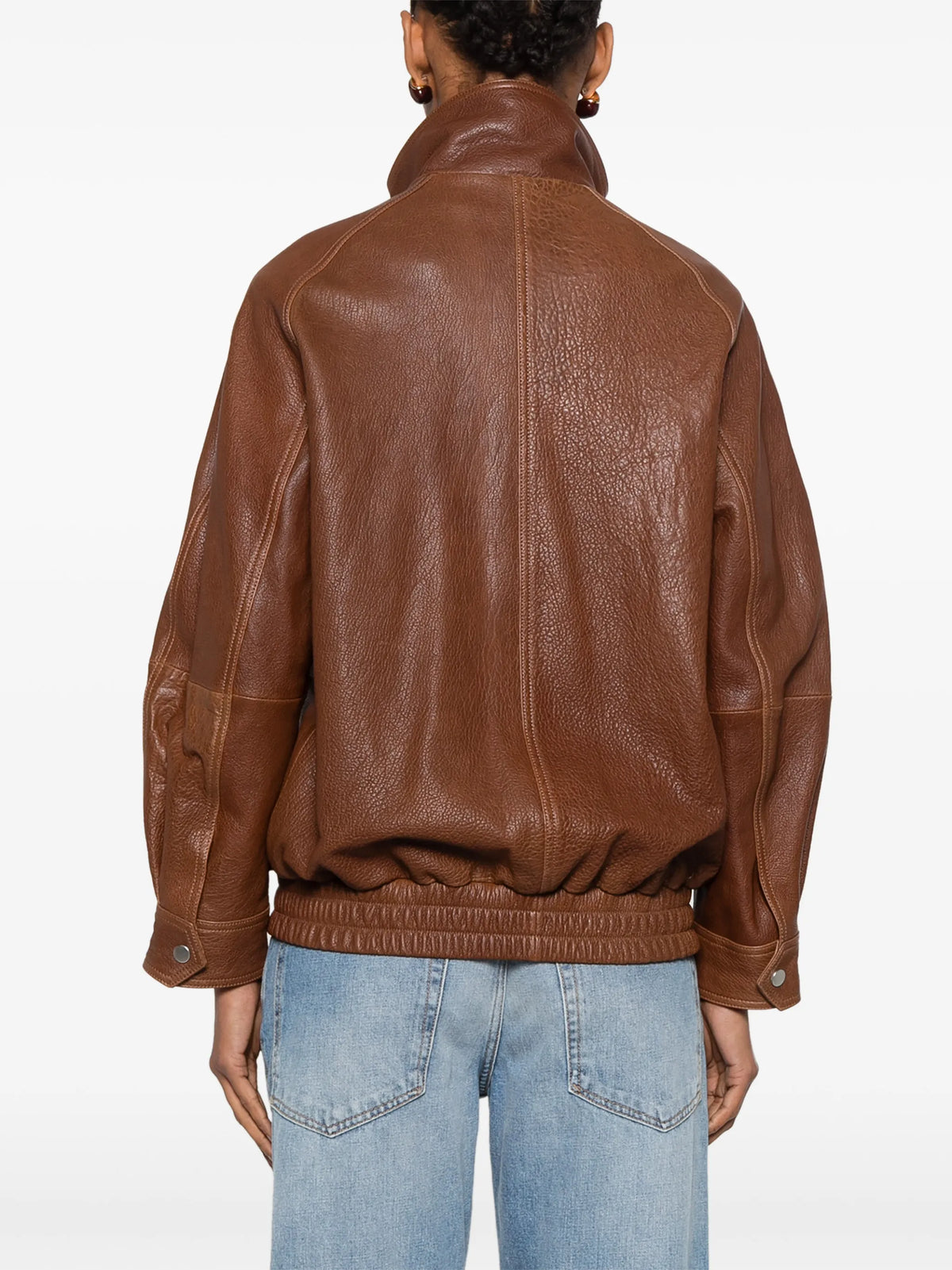 Ariste funnel-neck leather jacket