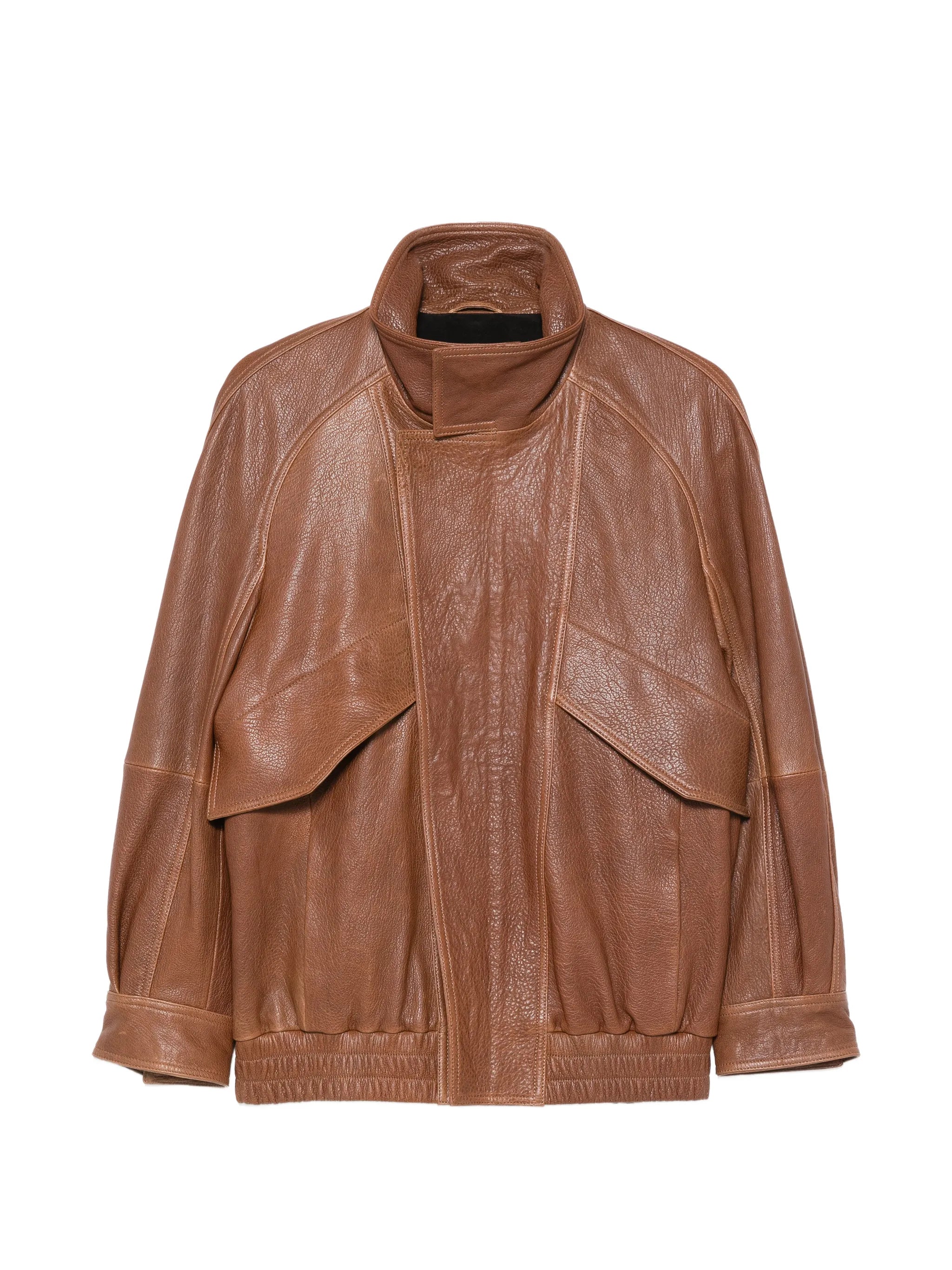 Ariste funnel-neck leather jacket