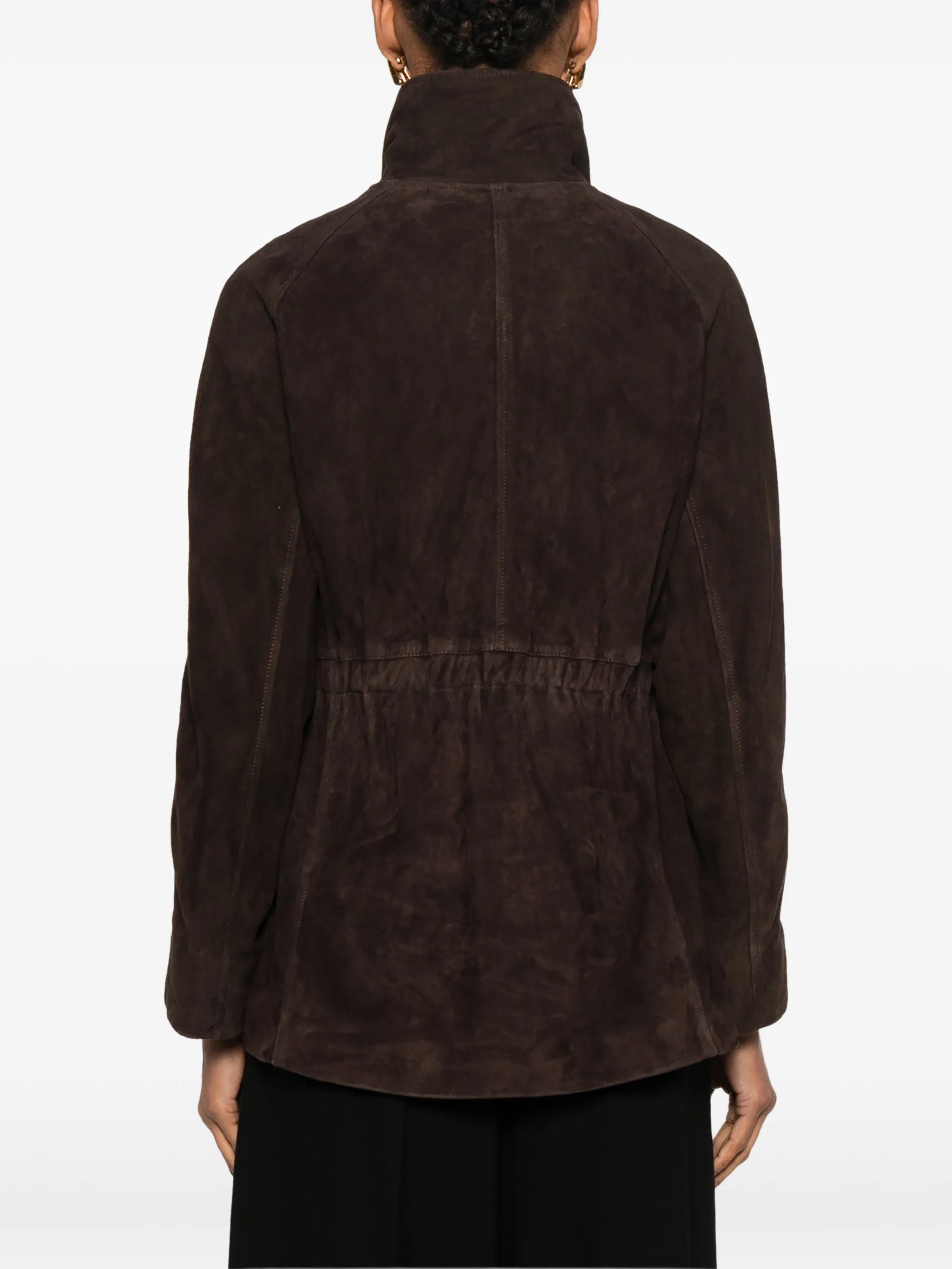 high-collar leather jacket