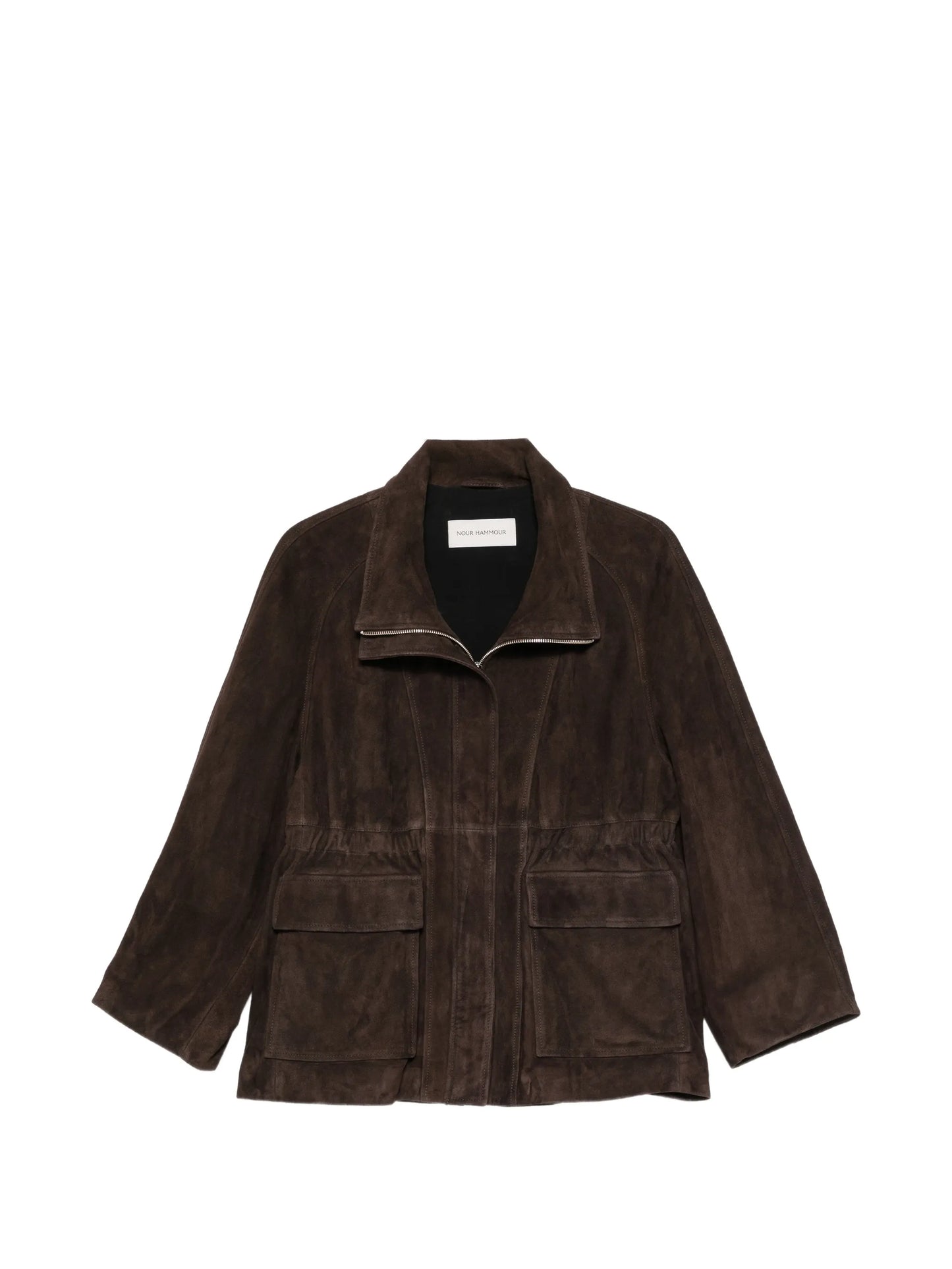 high-collar leather jacket