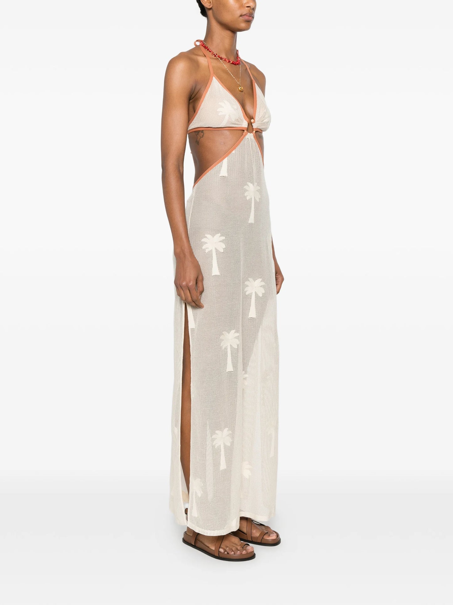 Ebb and Flow palm-tree maxi dress