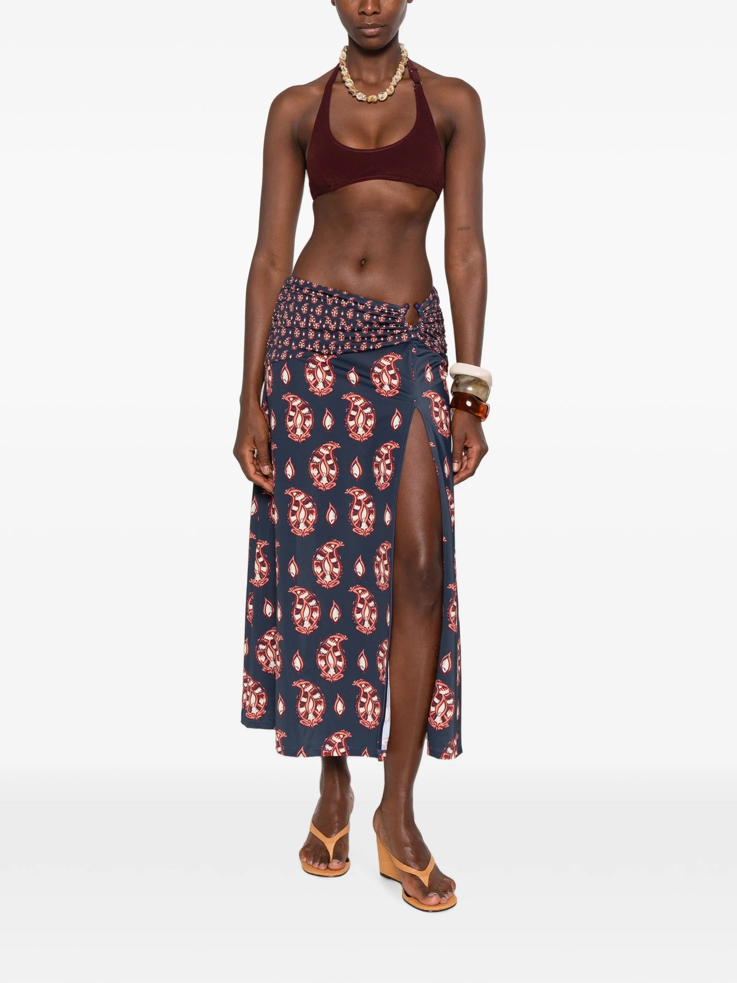 The Sun paisley-pattern midi skirt