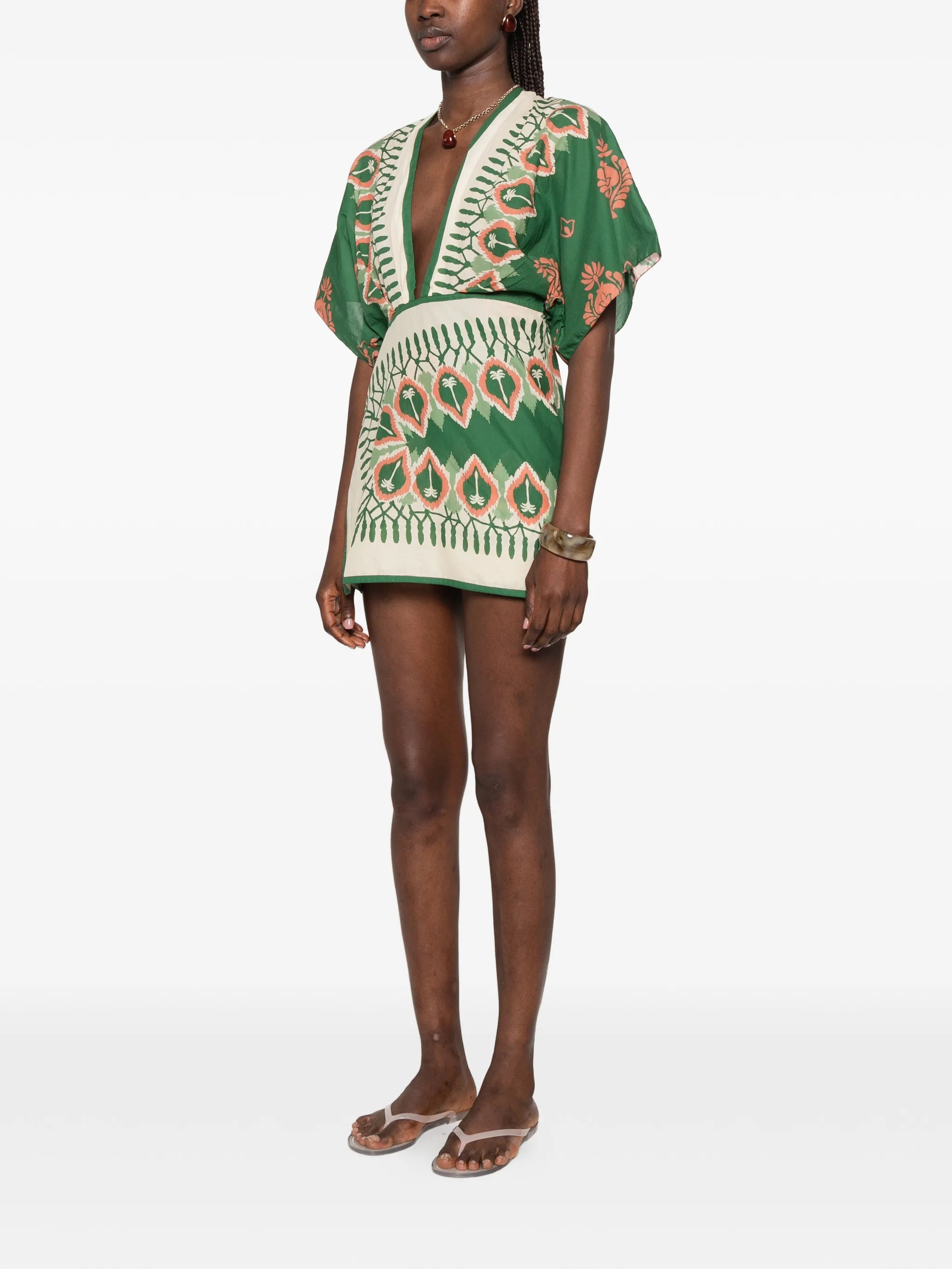 printed open-back mini dress
