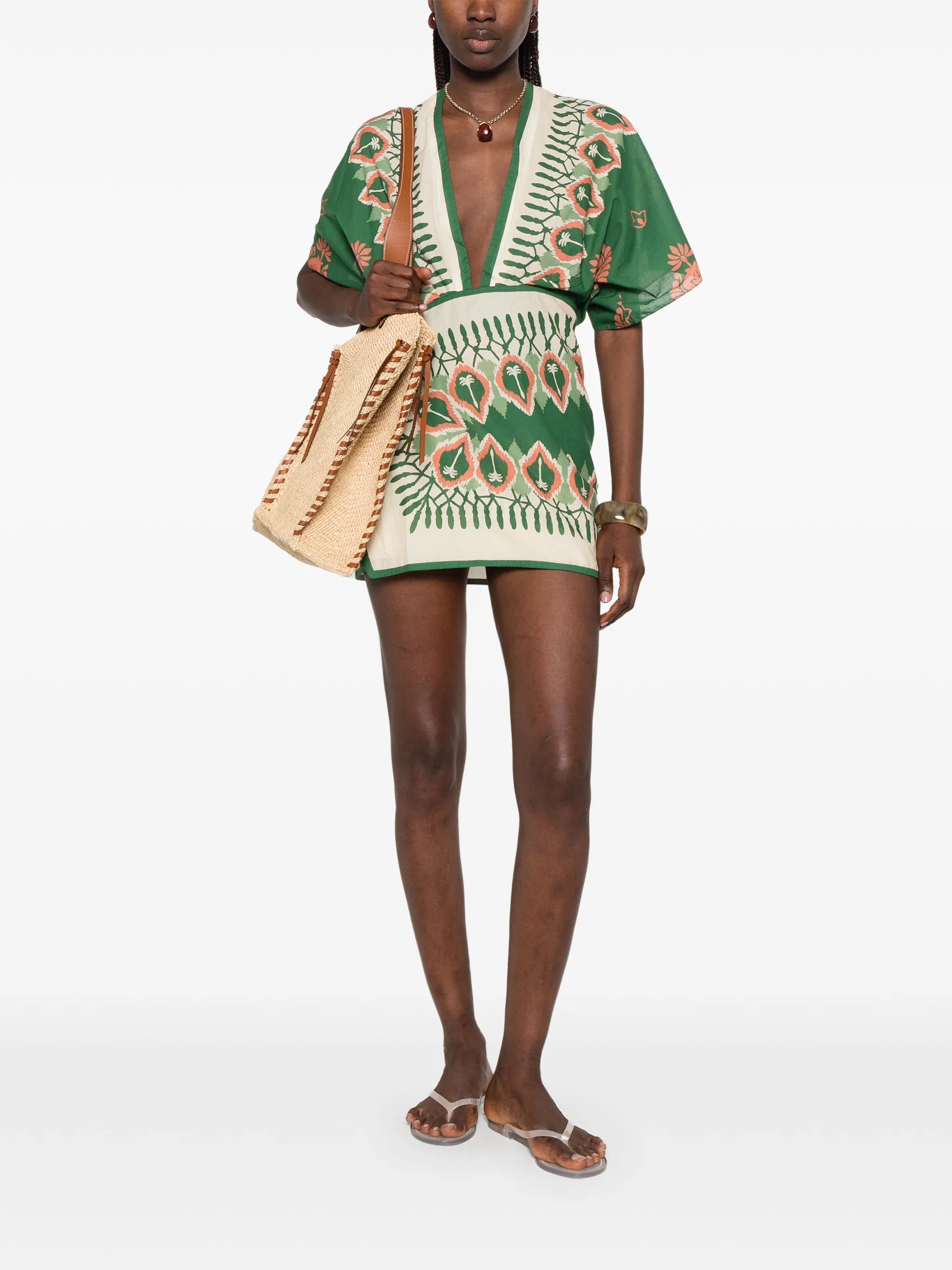 printed open-back mini dress
