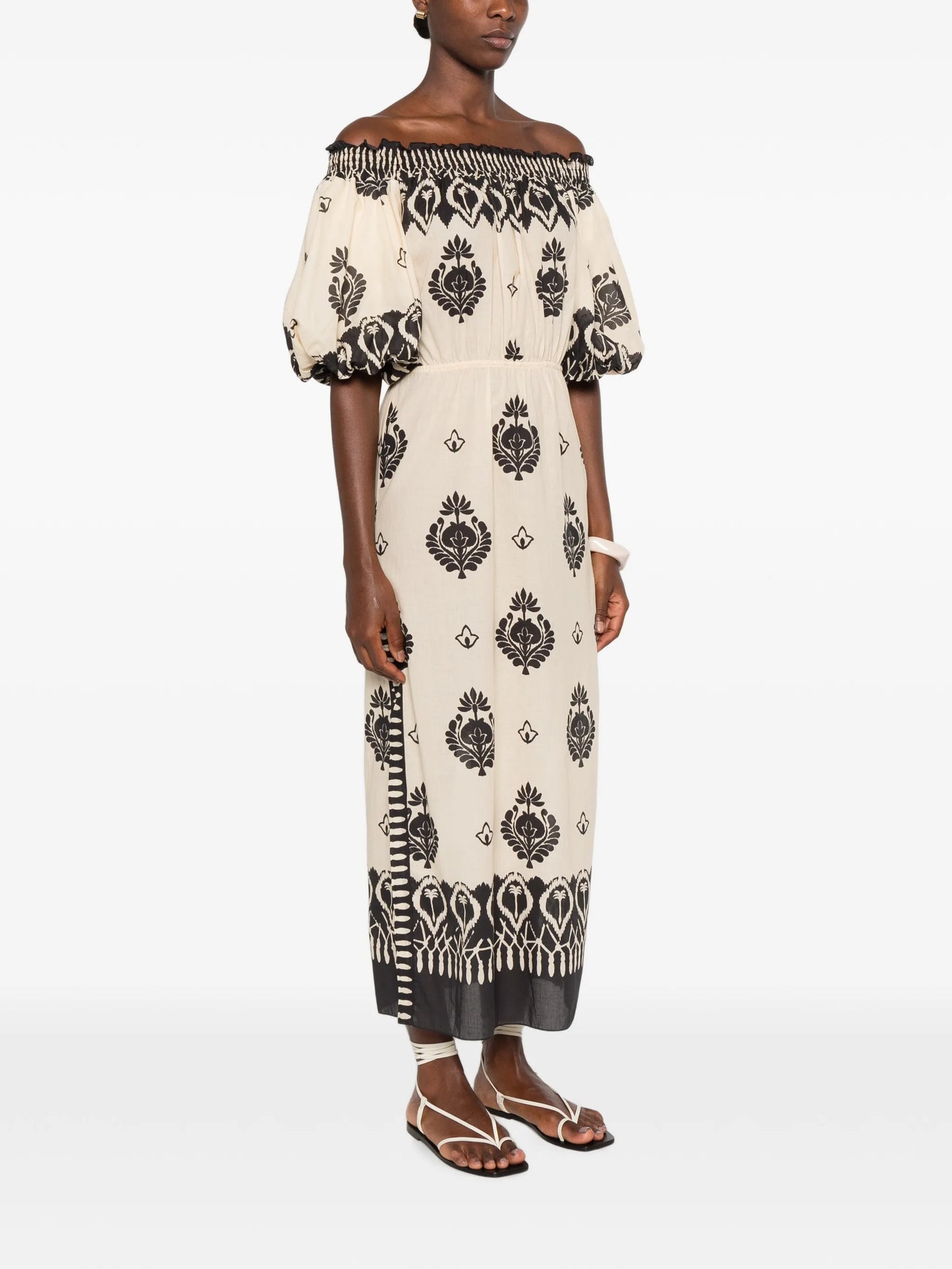 Harbor Hues off-shoulder midi dress