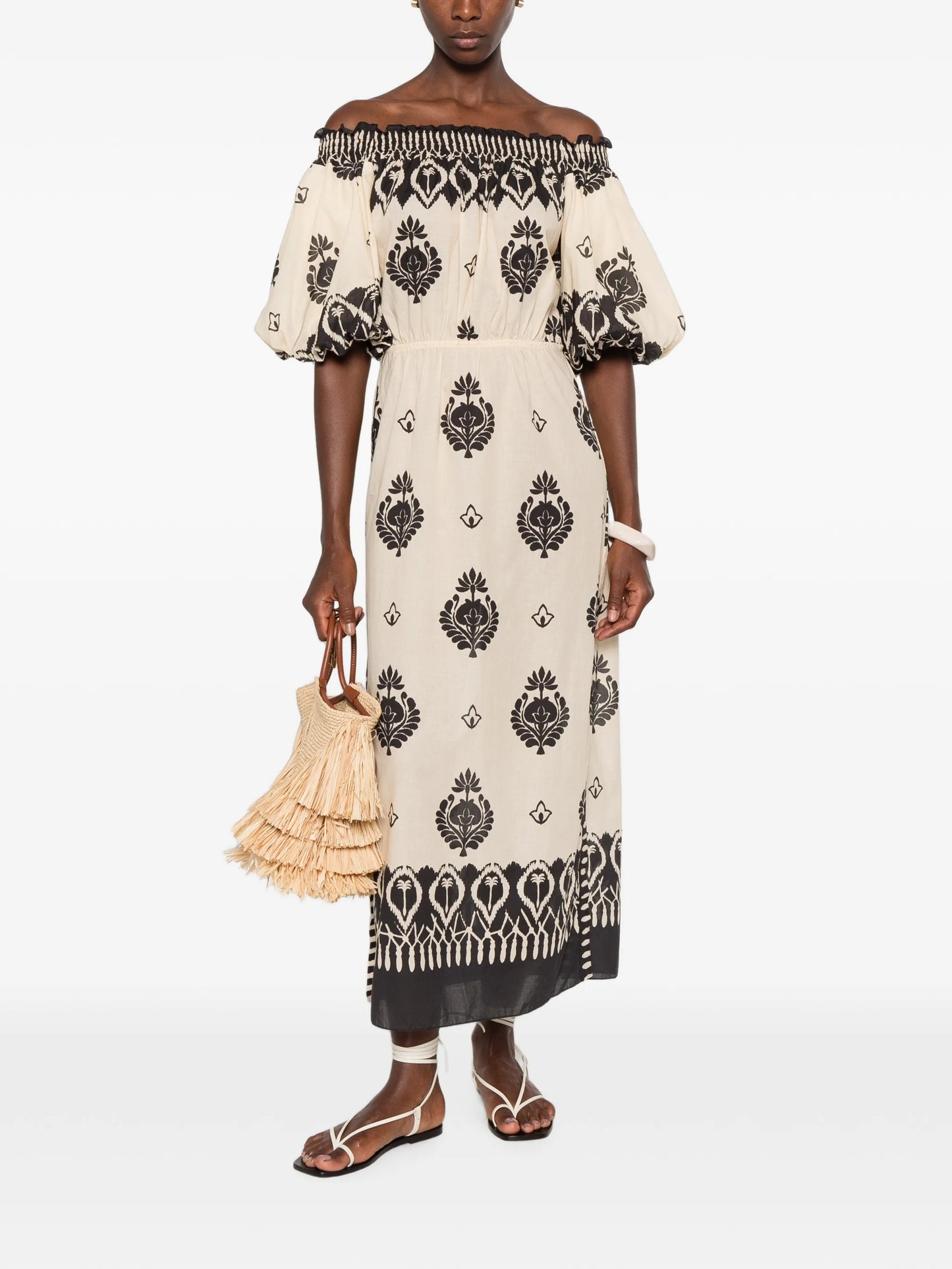 Harbor Hues off-shoulder midi dress